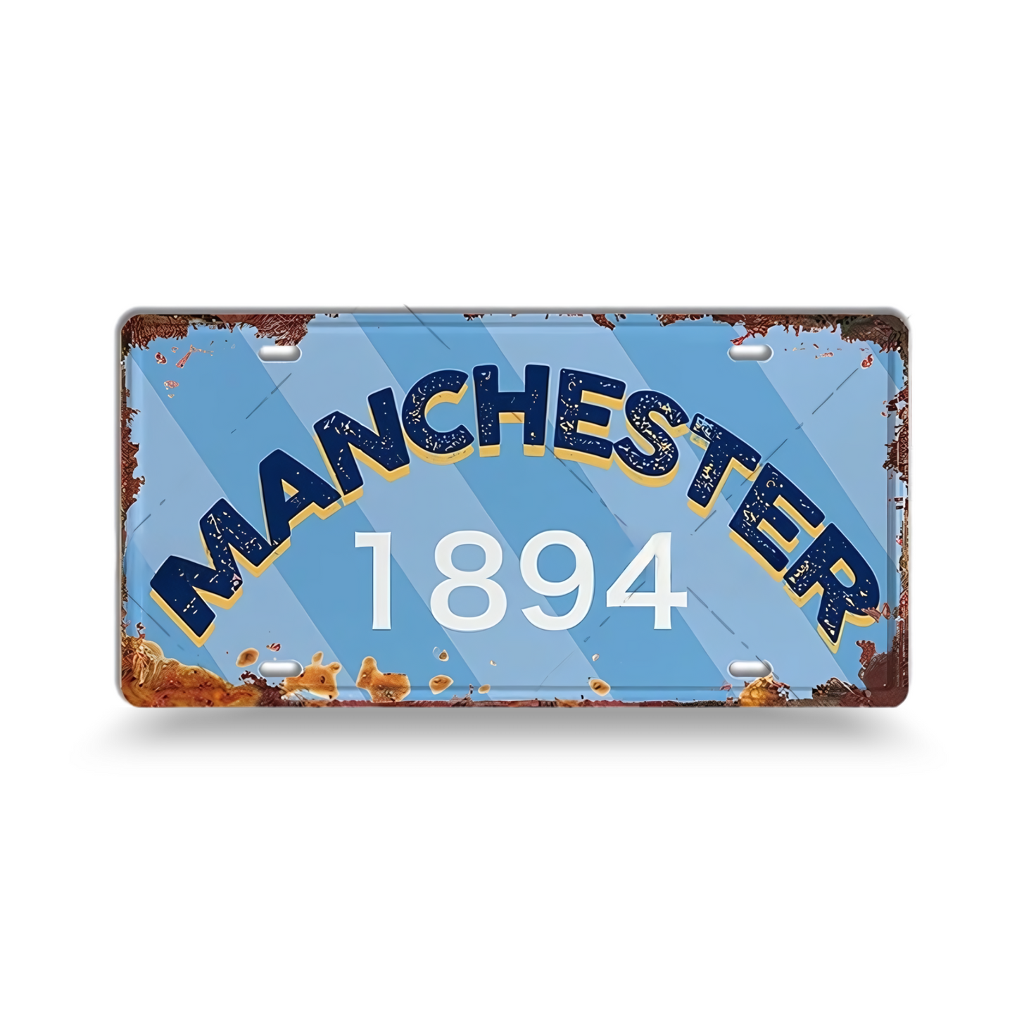 Vintage Football City License Plate Tin Sign • Metal Print Gift For Soccer Fan • Sports Decorative Plaque