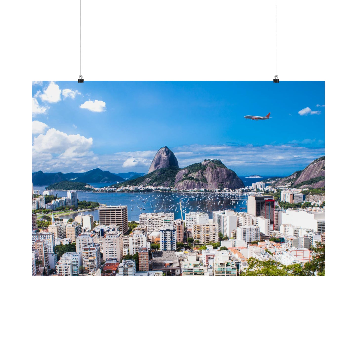 Brazil Rio De Janeiro Skyline Matte Horizontal Poster, Sugarloaf Mountain Brazilian Digital Print, Guanabara Bay Photography Wall Art Decor • Papagaio Studio Shop