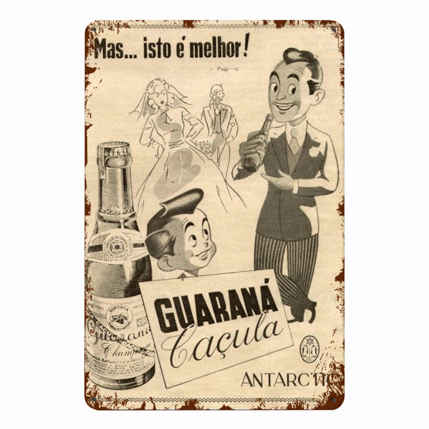 Vintage Brazilian Advertisement Tin Signs • Retro Brazil Commercial Ads Metal Plaques