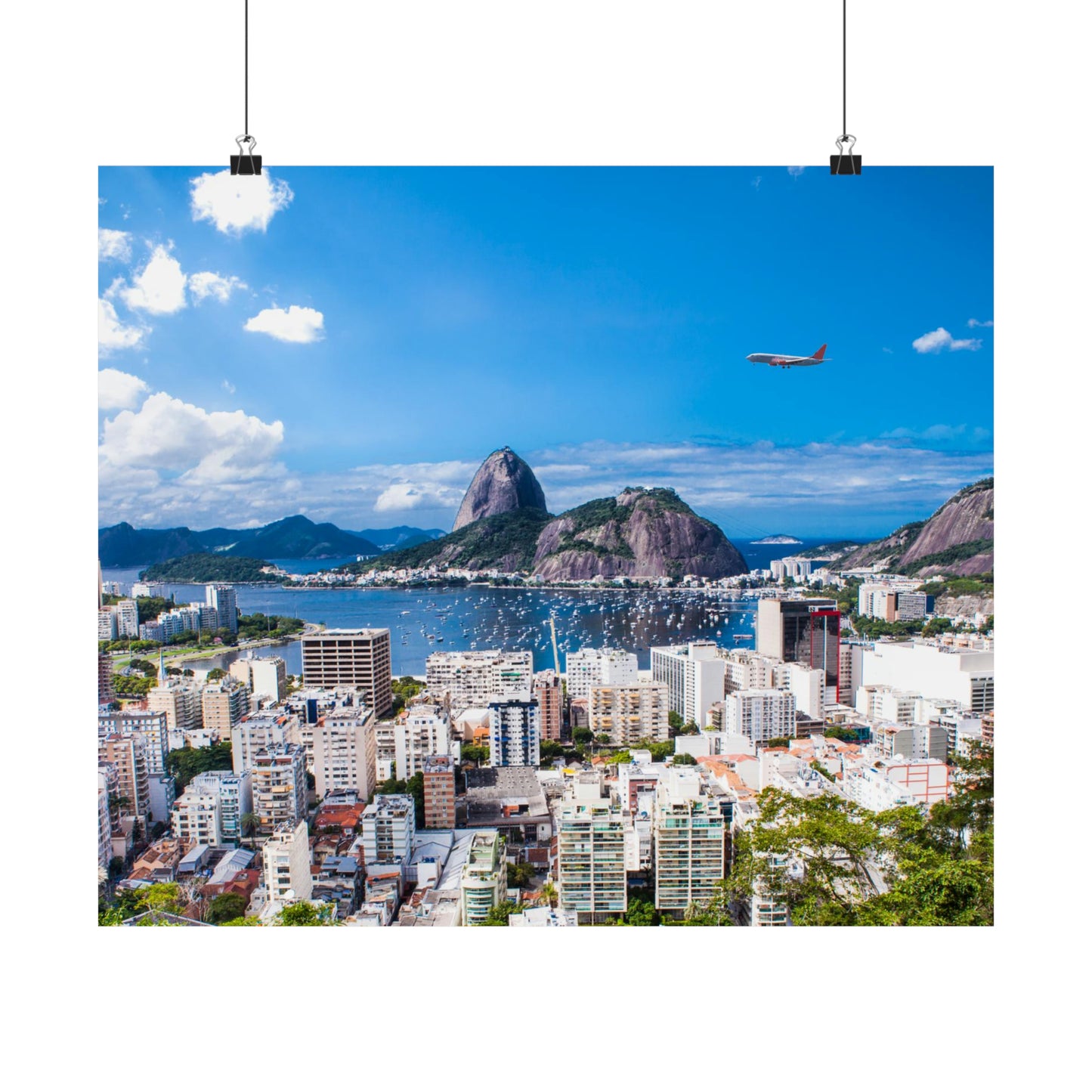 Brazil Rio De Janeiro Skyline Matte Horizontal Poster, Sugarloaf Mountain Brazilian Digital Print, Guanabara Bay Photography Wall Art Decor • Papagaio Studio Shop