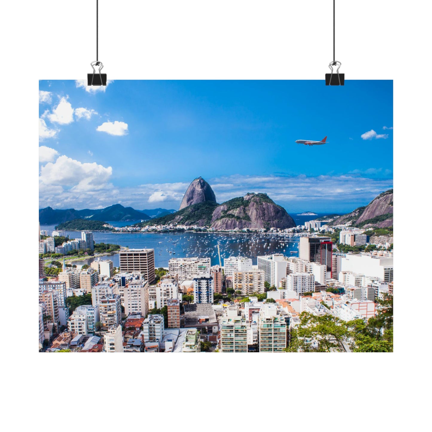 Brazil Rio De Janeiro Skyline Matte Horizontal Poster, Sugarloaf Mountain Brazilian Digital Print, Guanabara Bay Photography Wall Art Decor • Papagaio Studio Shop