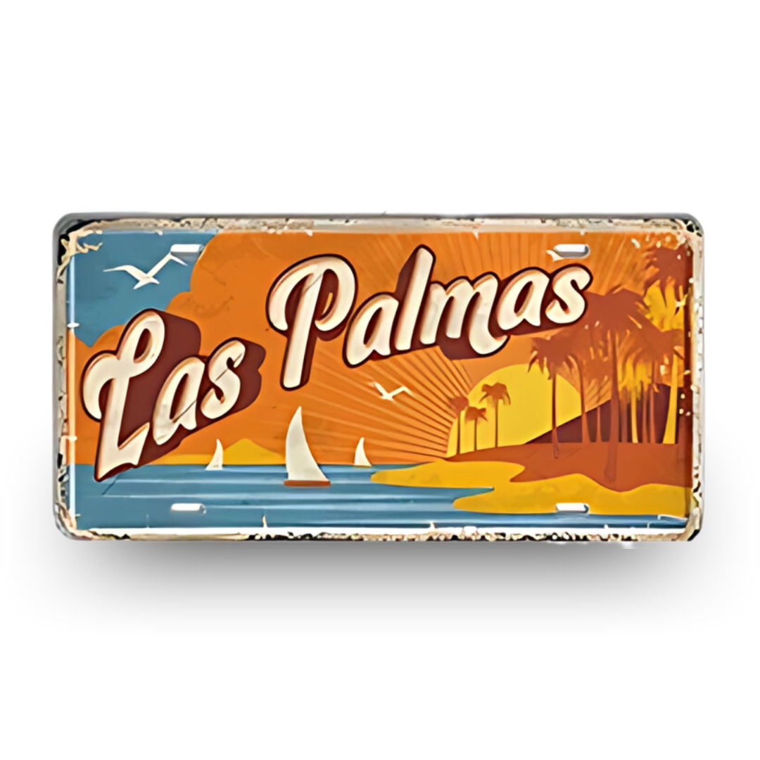 Las Palmas Spain License Plate Tin Sign - Vintage Canary Islands metal print wall art