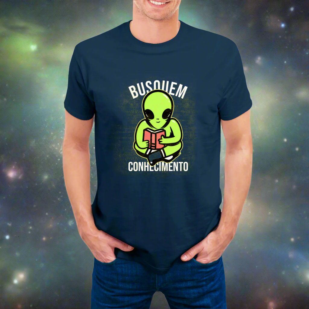 ET Bilu Brazilian Folklore Funny T-Shirt • Brazil Pop Meme "Busquem Conhecimento" Alien Tee Shirt