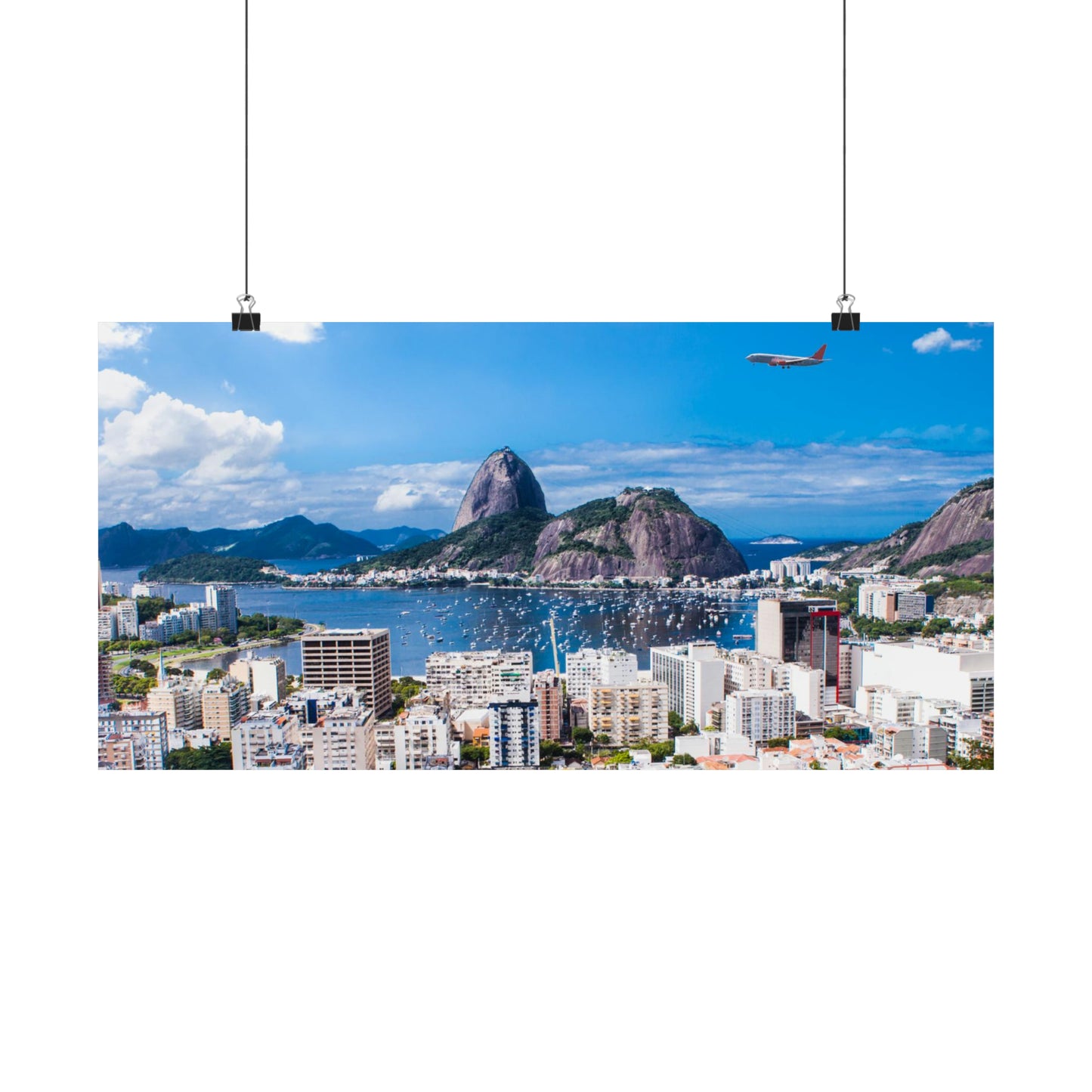 Brazil Rio De Janeiro Skyline Matte Horizontal Poster, Sugarloaf Mountain Brazilian Digital Print, Guanabara Bay Photography Wall Art Decor • Papagaio Studio Shop