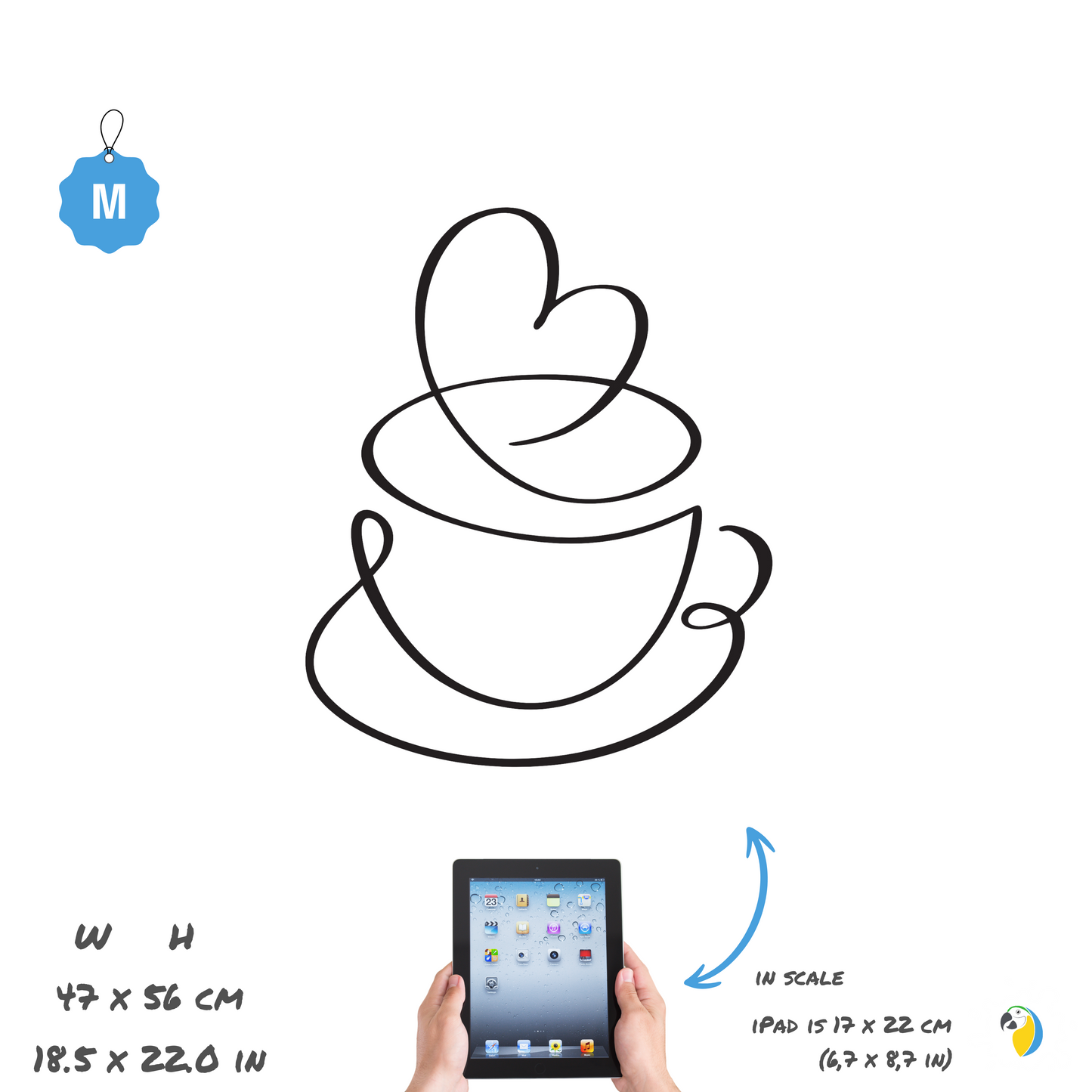 Coffee Cup Heart Wall Sticker • Modern Coffee Shop Decal