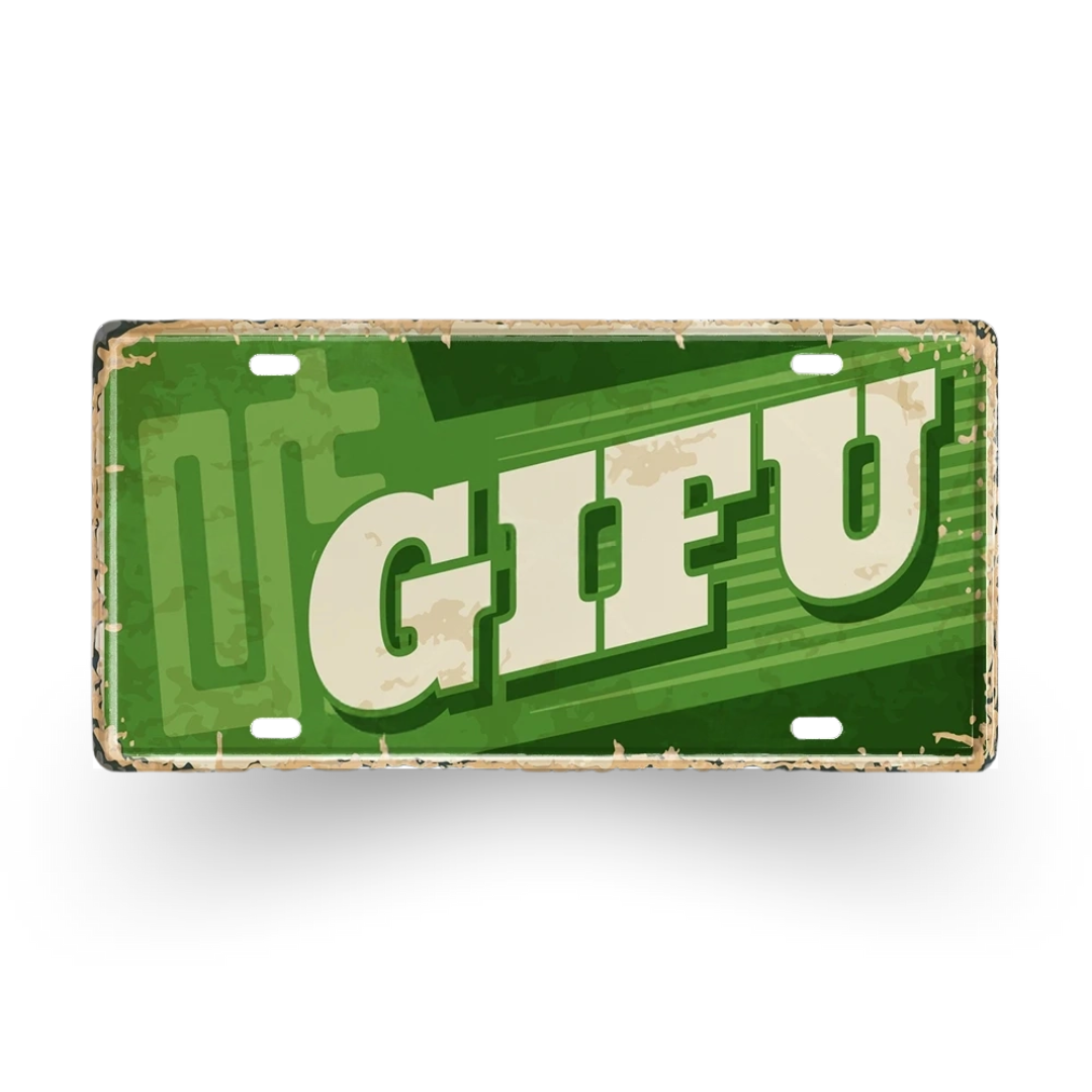 Green license plate with 'GIFU' text on a white background