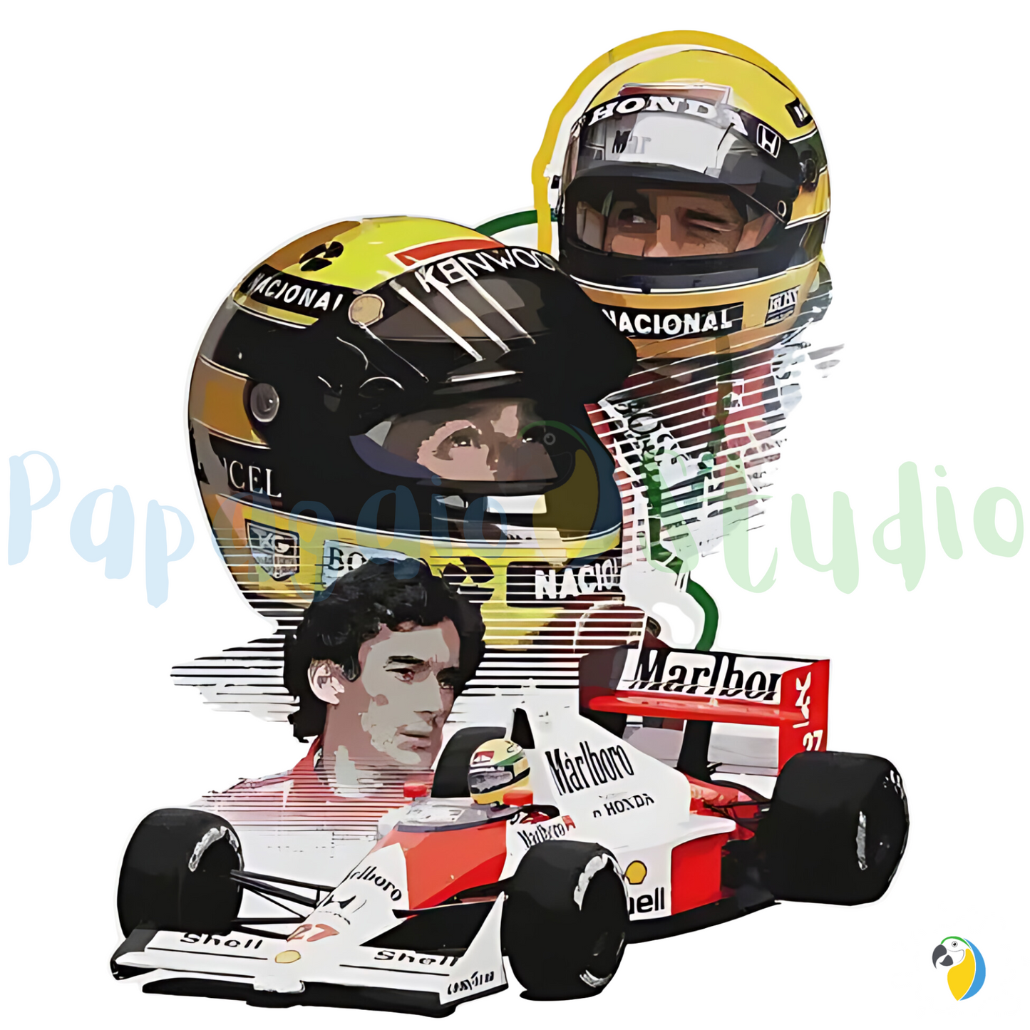 Ayrton Senna Fan Art T-Shirt, F1 Racing Cotton Tee, Brazil Formula One Apparel Gift For Men • Papagaio Studio Shop