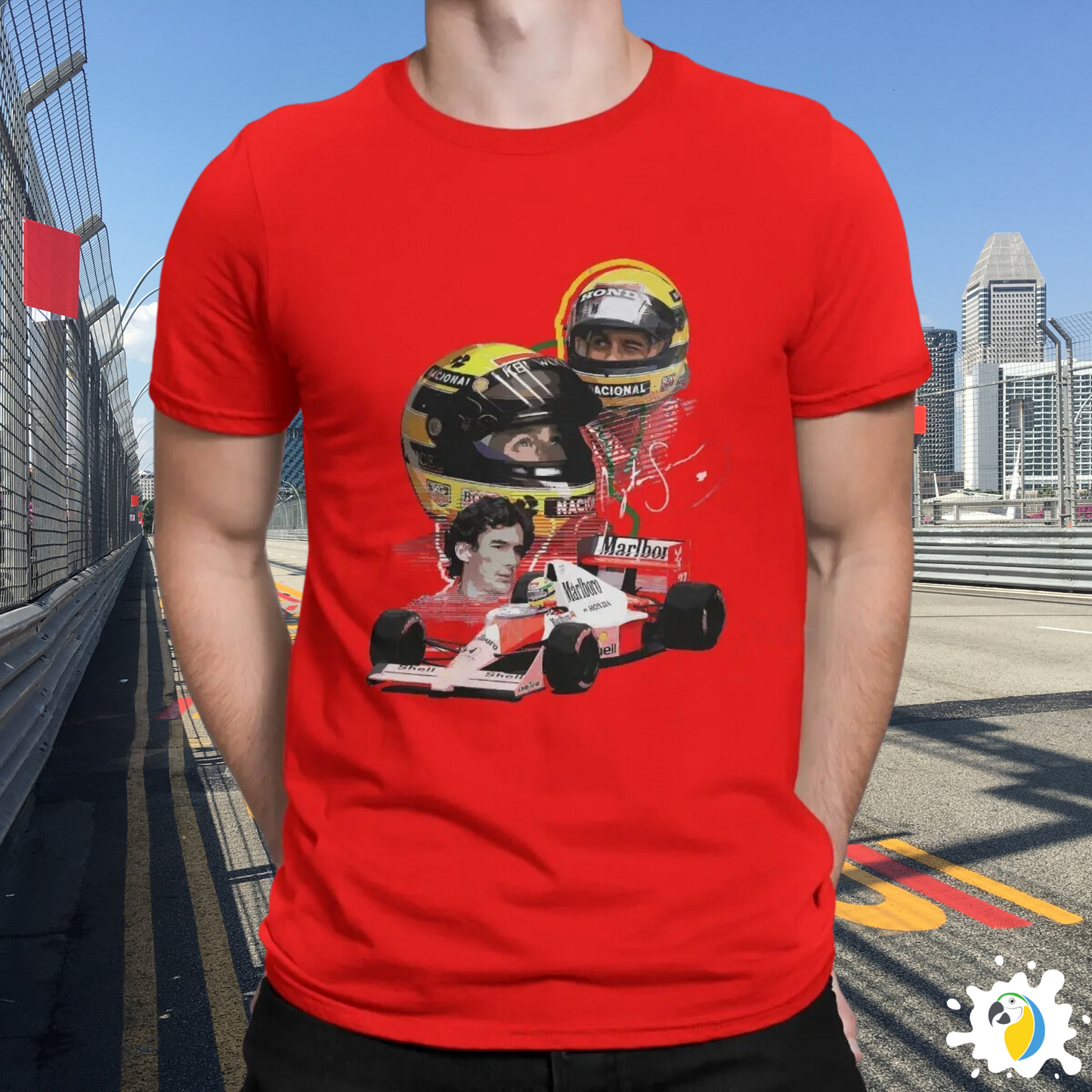 Ayrton Senna Fan Art T-Shirt, F1 Racing Cotton Tee, Brazil Formula One Apparel Gift For Men • Papagaio Studio Shop