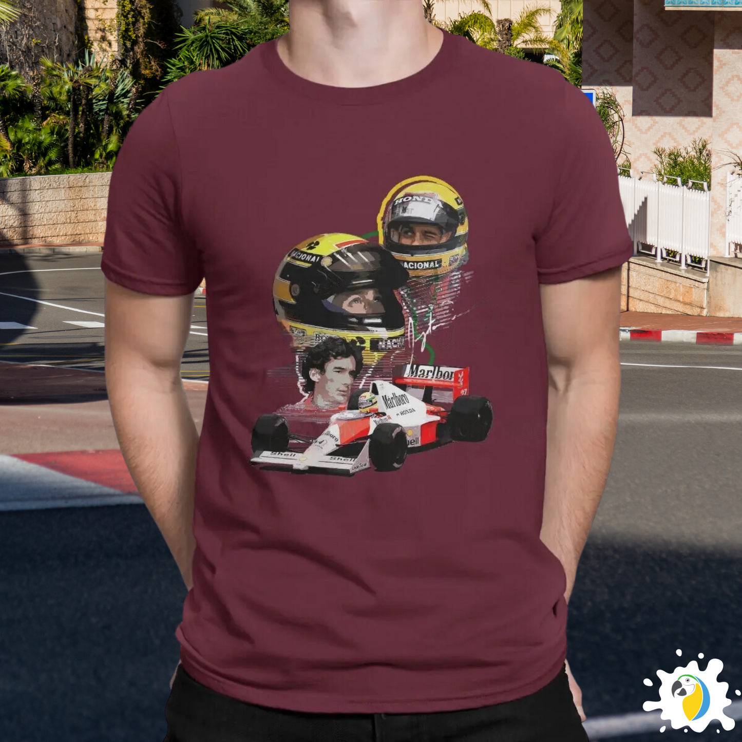 Ayrton Senna Fan Art T-Shirt, F1 Racing Cotton Tee, Brazil Formula One Apparel Gift For Men • Papagaio Studio Shop