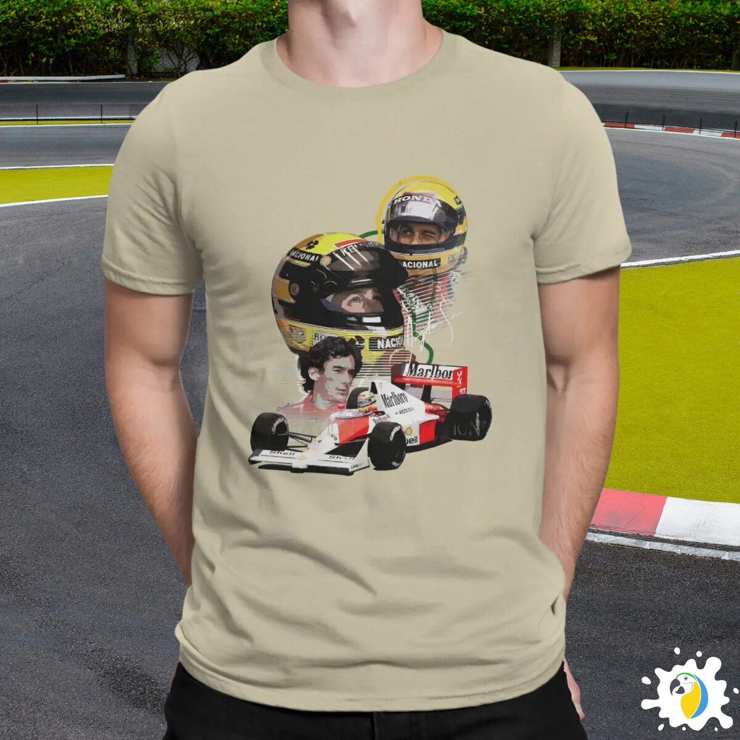 Ayrton Senna Fan Art T-Shirt, F1 Racing Cotton Tee, Brazil Formula One Apparel Gift For Men • Papagaio Studio Shop