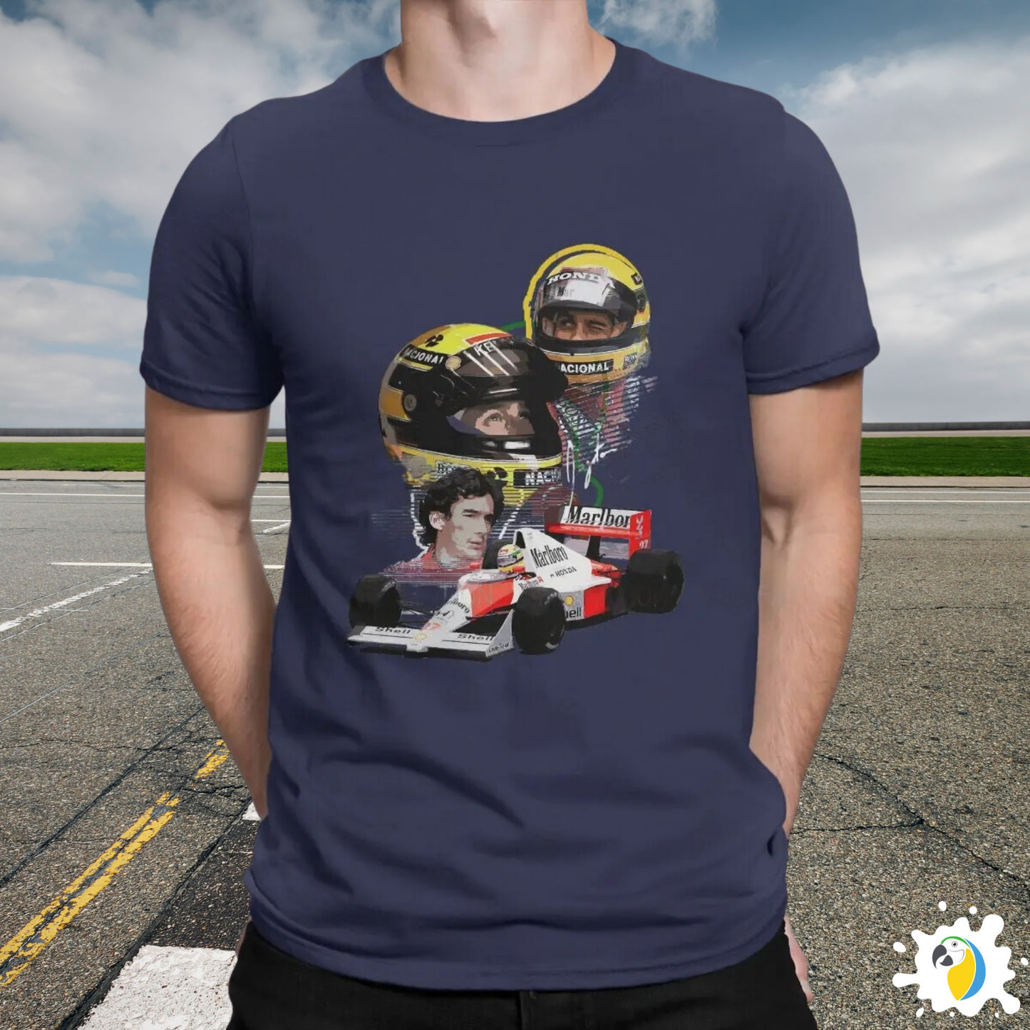 Ayrton Senna Fan Art T-Shirt, F1 Racing Cotton Tee, Brazil Formula One Apparel Gift For Men • Papagaio Studio Shop