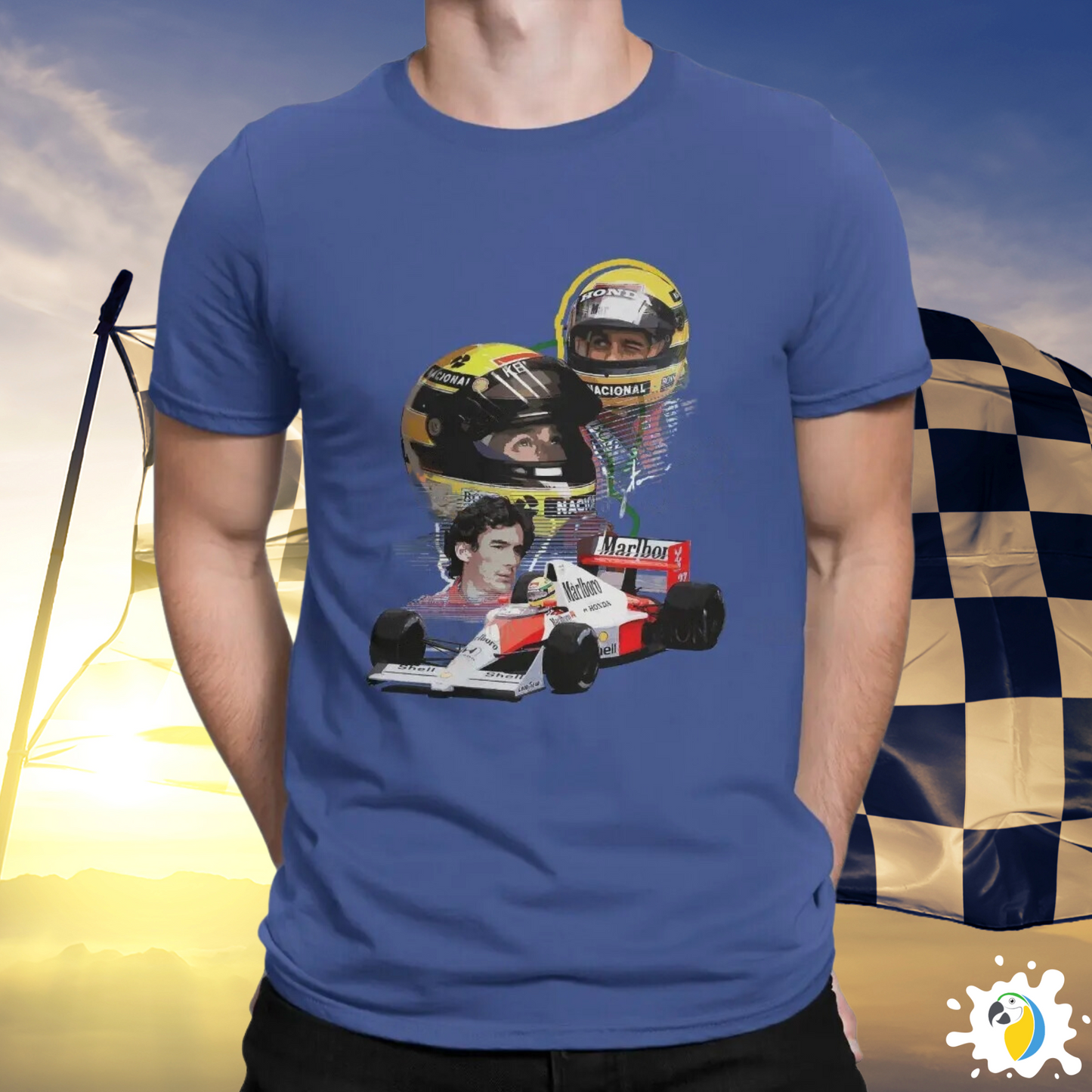 Ayrton Senna Fan Art T-Shirt, F1 Racing Cotton Tee, Brazil Formula One Apparel Gift For Men • Papagaio Studio Shop