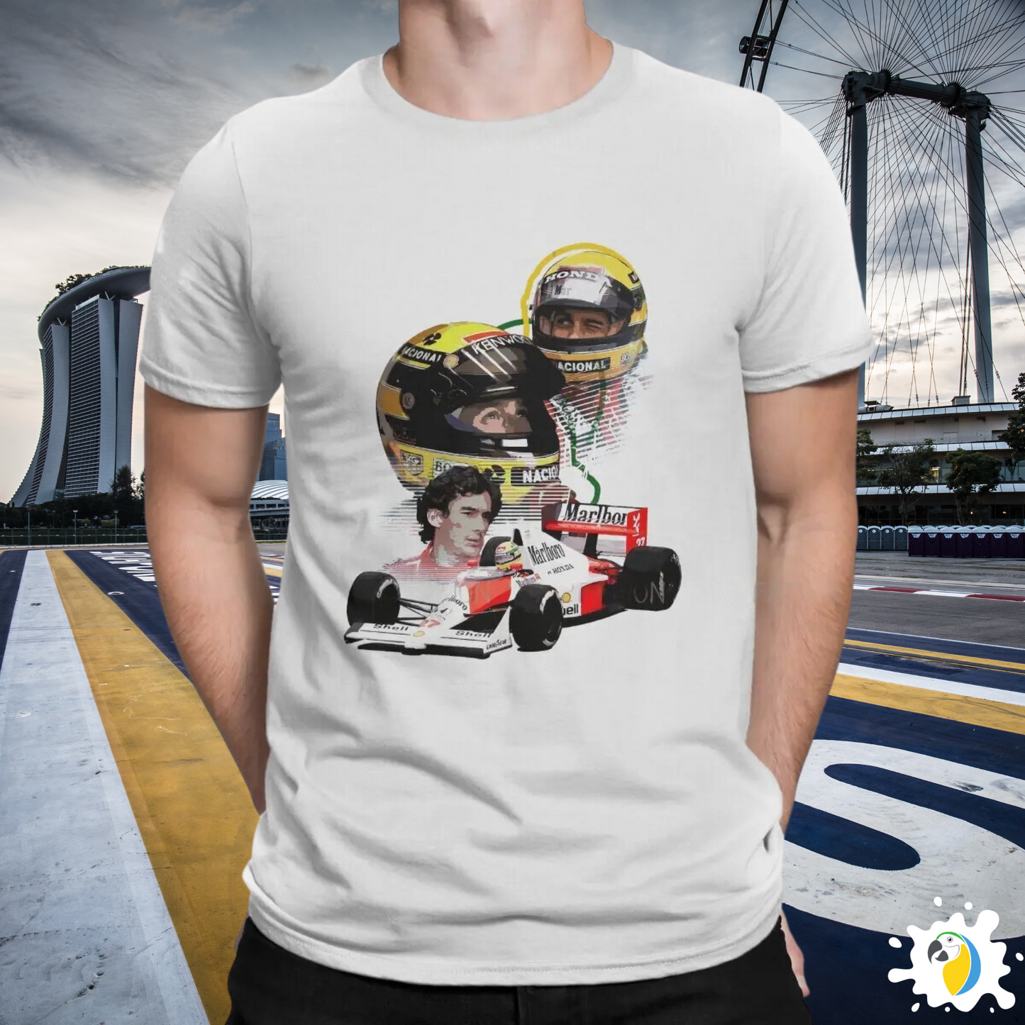 Ayrton Senna Fan Art T-Shirt, F1 Racing Cotton Tee, Brazil Formula One Apparel Gift For Men • Papagaio Studio Shop
