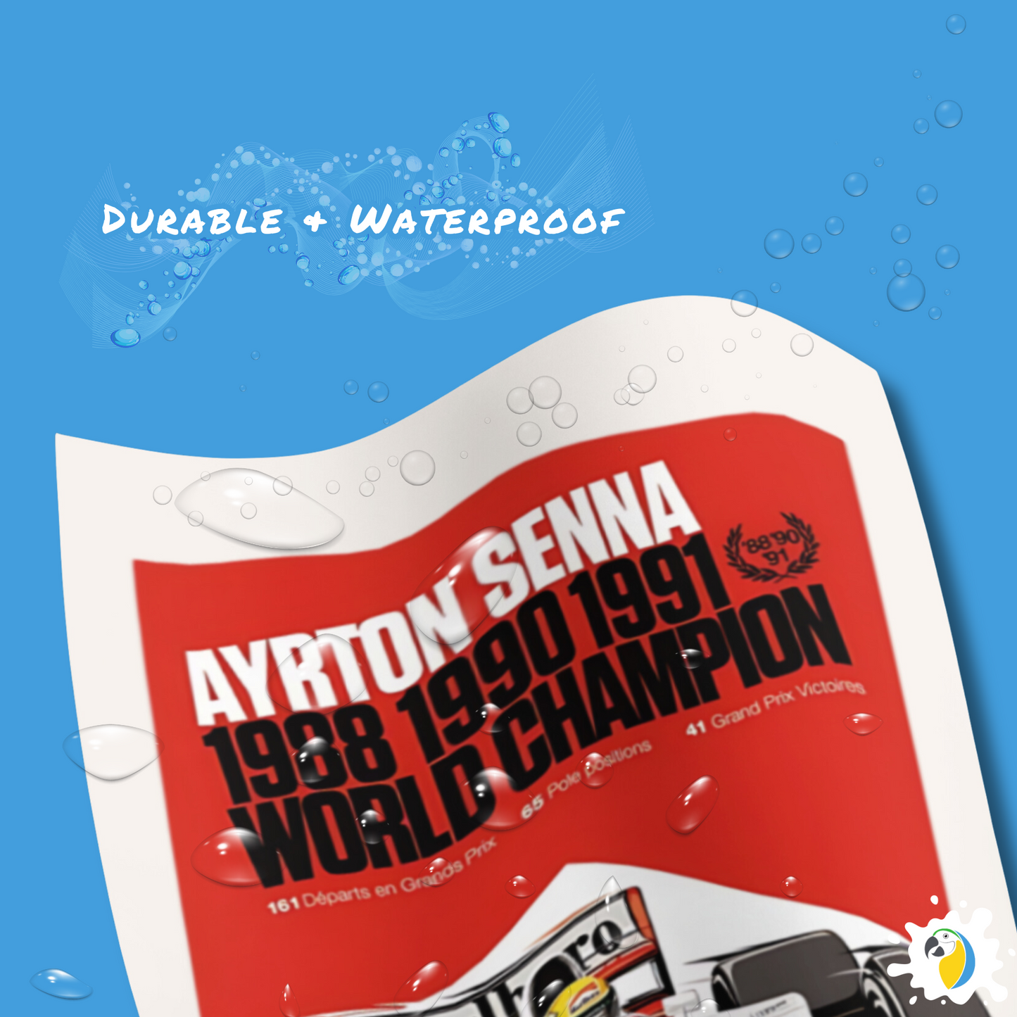 Ayrton Senna World Champion 1988, 1990, 1991 - Self-Adhesive Poster