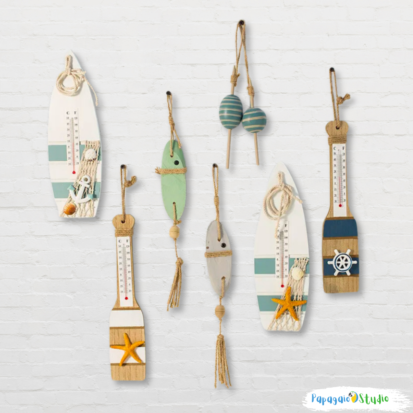 Beach House Wooden Wall Hanging • Fish Wall Art Mediterranean Home Decor • Tropical Coastal Handcraft Nautical Ornament • Papagaio Studio Online Shop