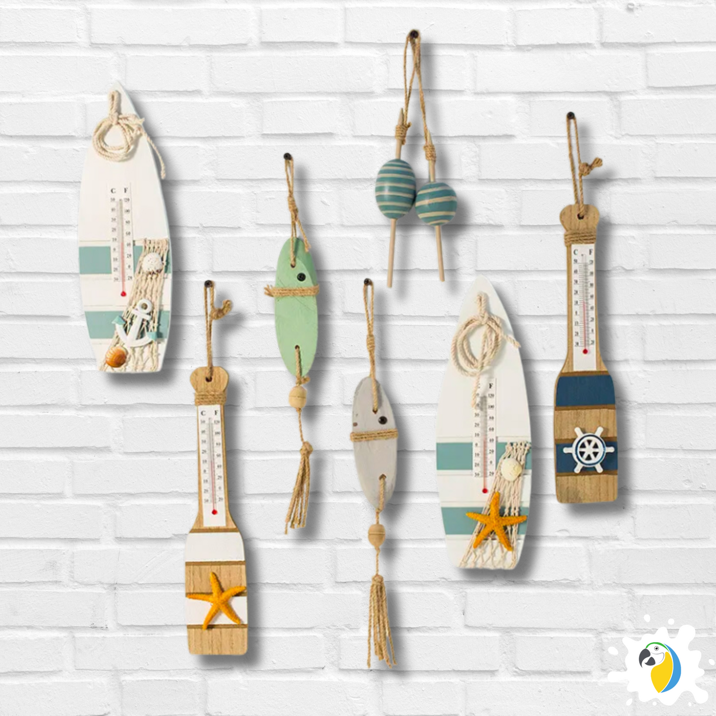Beach House Wooden Wall Hanging • Fish Wall Art Mediterranean Home Decor • Tropical Coastal Handcraft Nautical Ornament • Papagaio Studio Online Shop