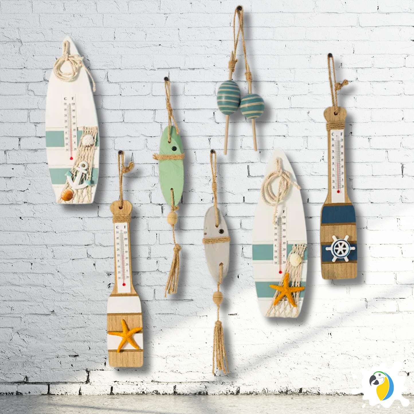 Beach House Wooden Wall Hanging • Fish Wall Art Mediterranean Home Decor • Tropical Coastal Handcraft Nautical Ornament • Papagaio Studio Online Shop