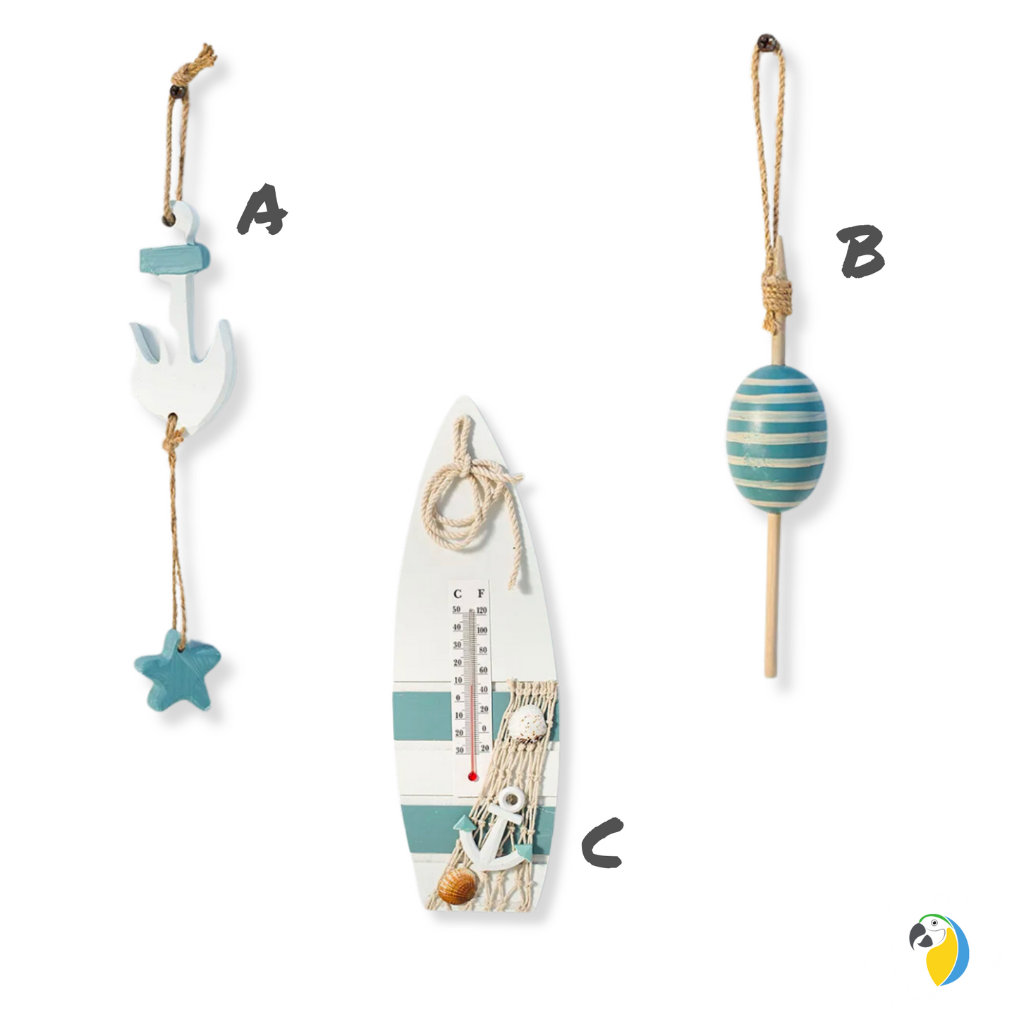 Beach House Wooden Wall Hanging • Fish Wall Art Mediterranean Home Decor • Tropical Coastal Handcraft Nautical Ornament • Papagaio Studio Online Shop