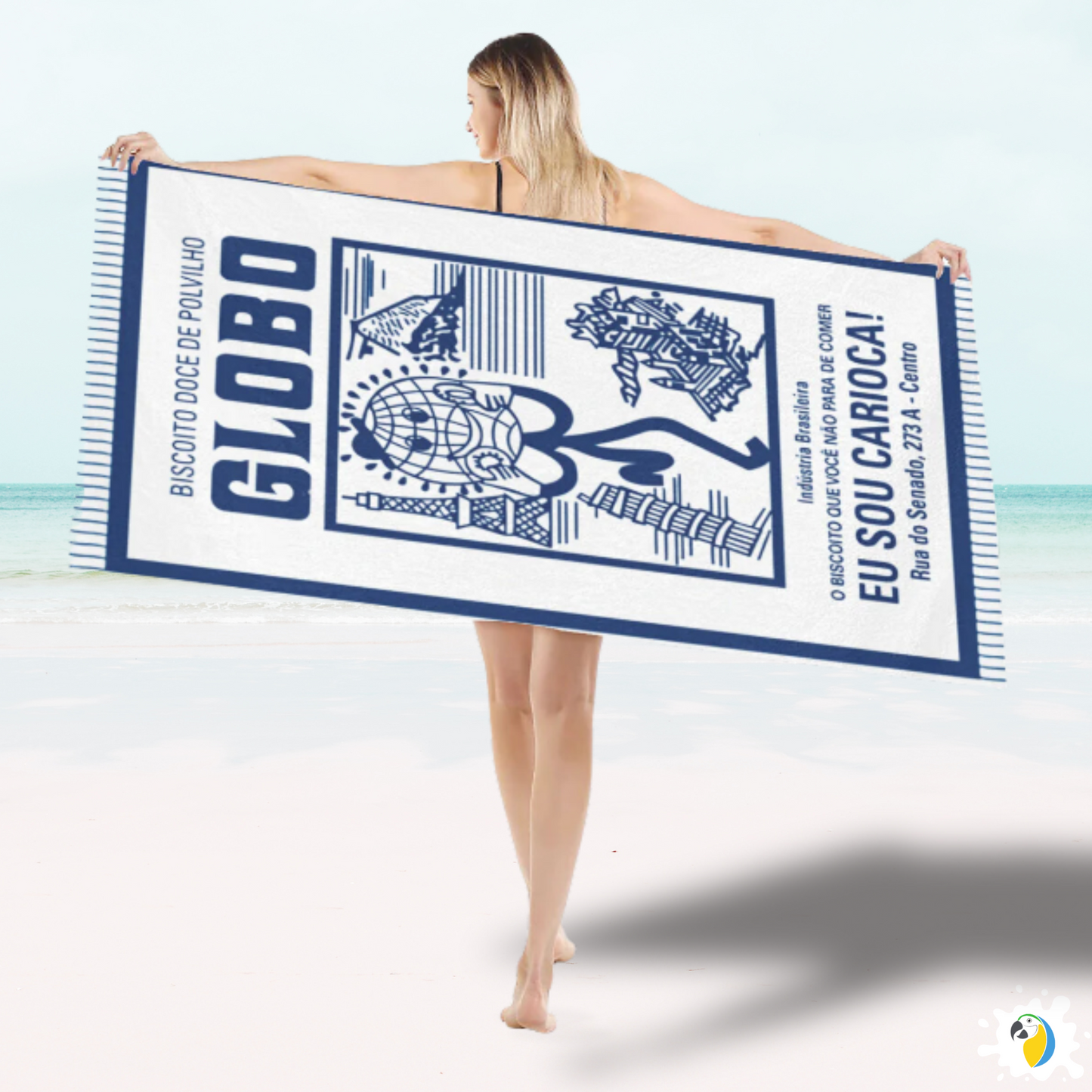 Microfiber Beach Towel With Brazilian Biscoito Globo Print • Rio de Janeiro Brazil Souvenir • Lightweight, Quick-Drying • Papagaio Studio Design Shop