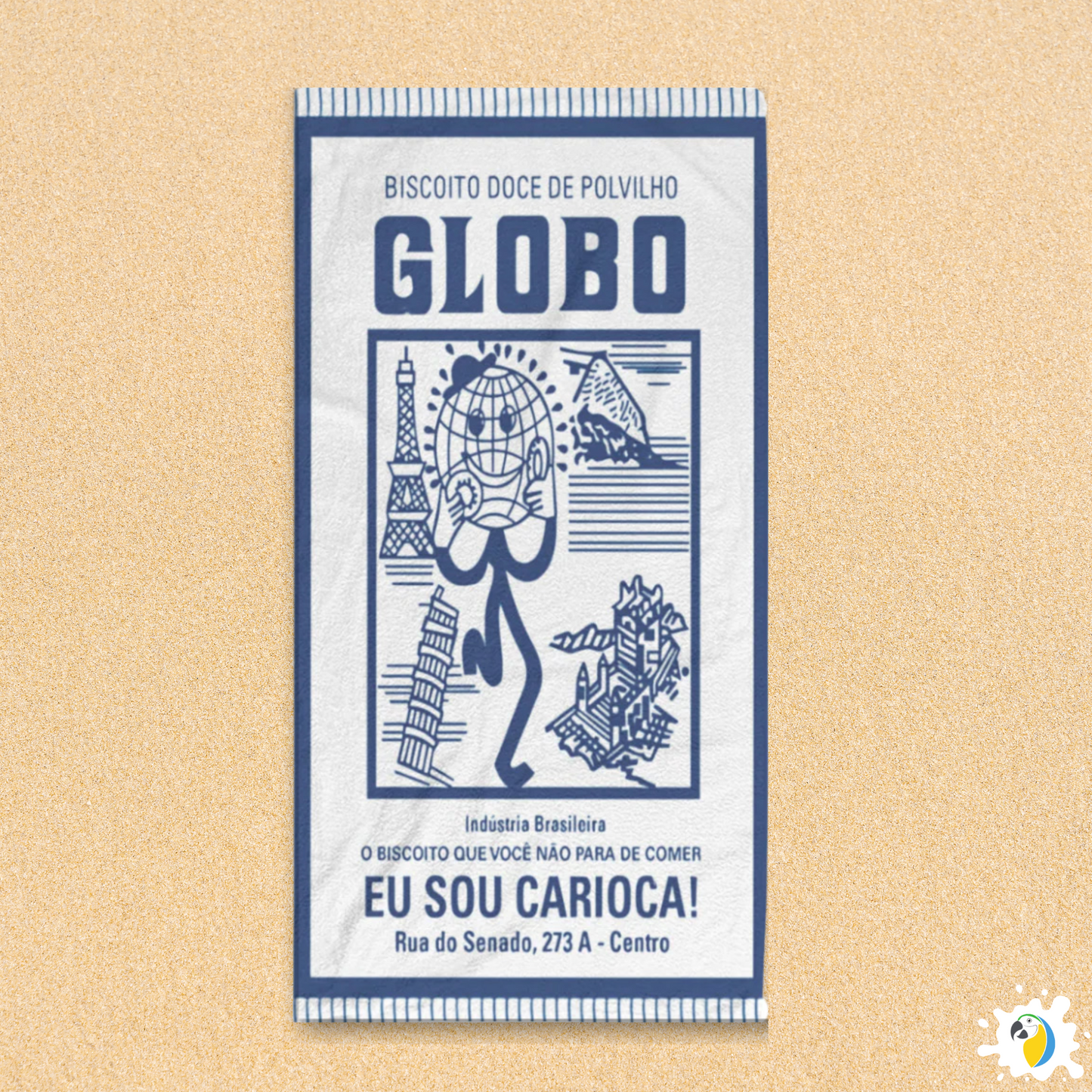 Microfiber Beach Towel With Brazilian Biscoito Globo Print • Rio de Janeiro Brazil Souvenir • Lightweight, Quick-Drying • Papagaio Studio Design Shop
