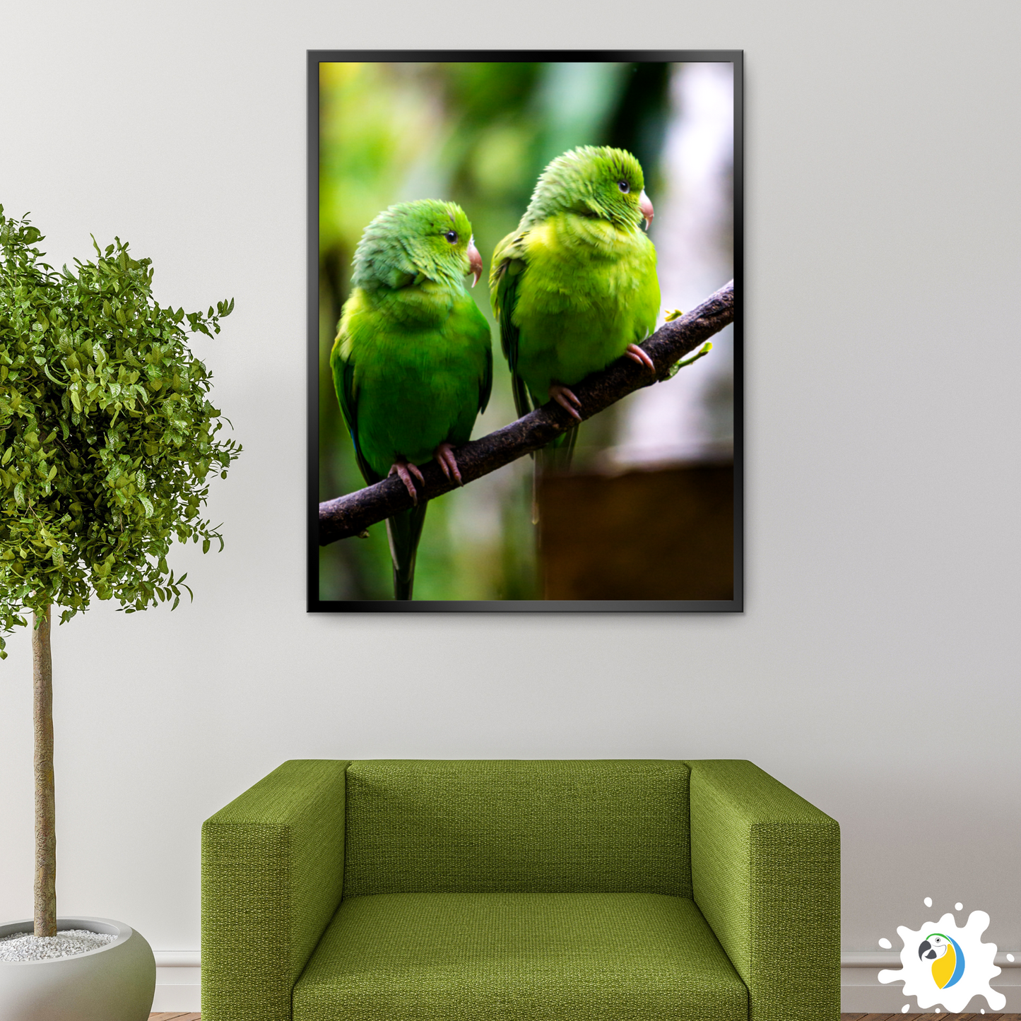 Brazil Birds Photography Poster • Brazilian Green Parrots Art Decor Gift For Bird Lovers • Fine Art Print For Tropical Home Decoration