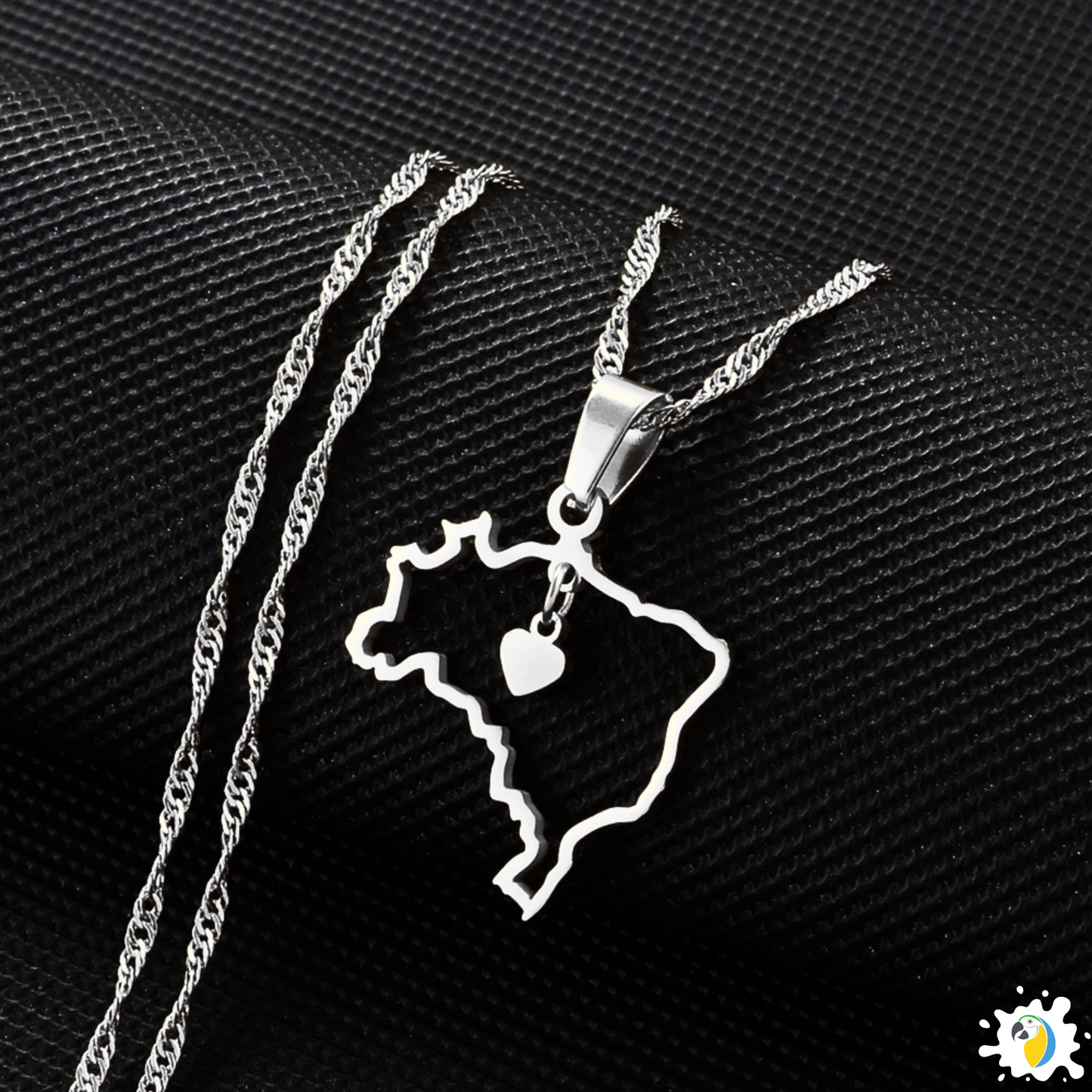 Brazil Heart Map Necklace • Dainty Silver Or Gold-Plated Stainless Steel Brasil-Shaped Pendant • Women Jewelry Gift For Brazilian Girlfriend • Papagaio Studio Shop