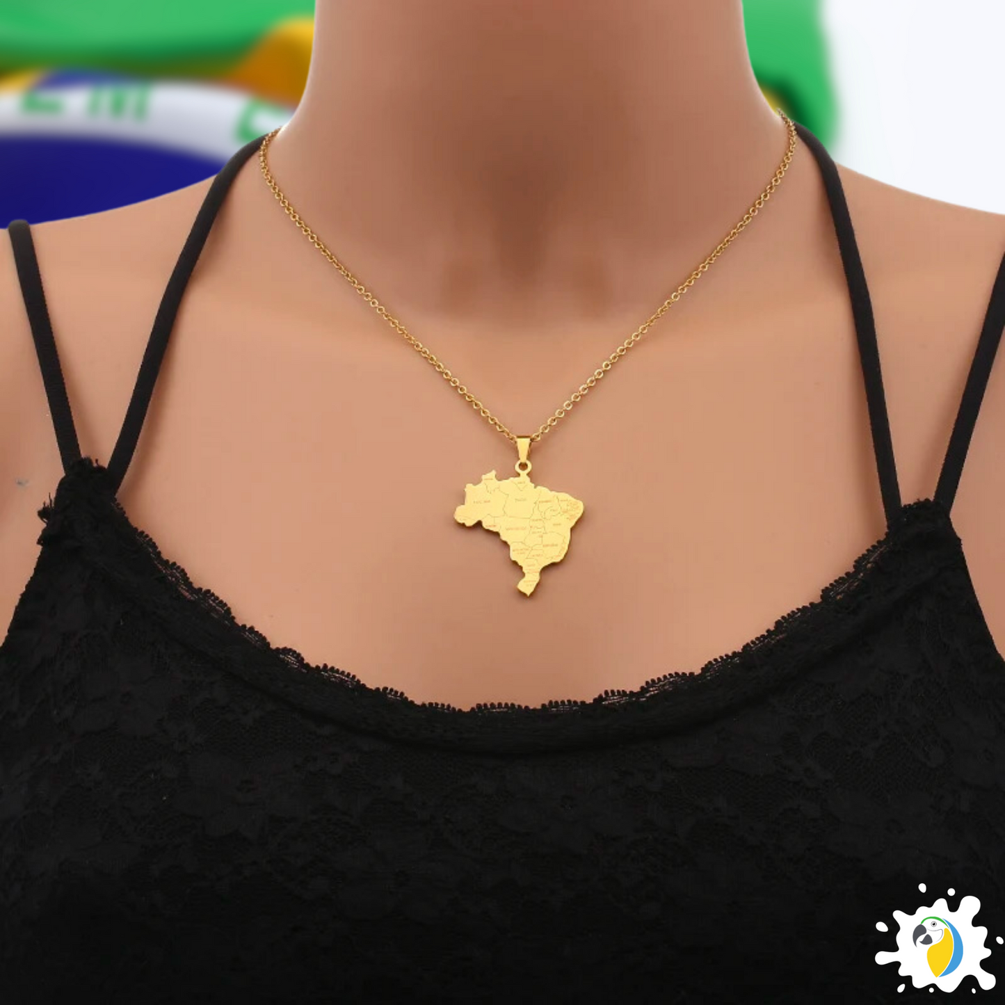 Brazil Map Necklace • Brazilian States Silver Or Gold-Plated Stainless Steel Pendant For Expat Women & Patriot Men • Brasil Jewelry Gift • Papagaio Studio Online Shop
