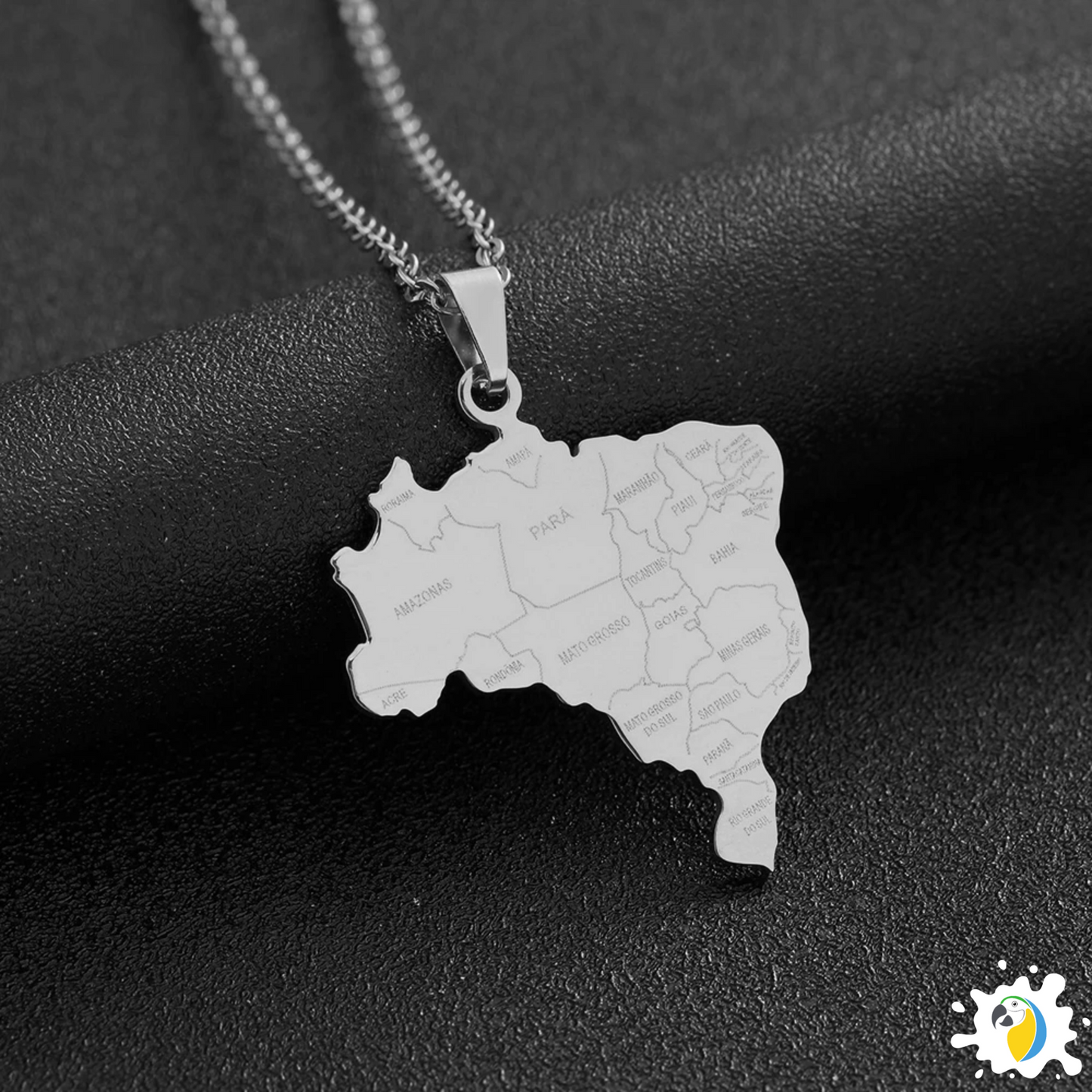 Brazil Map Necklace • Brazilian States Silver Or Gold-Plated Stainless Steel Pendant For Expat Women & Patriot Men • Brasil Jewelry Gift • Papagaio Studio Online Shop