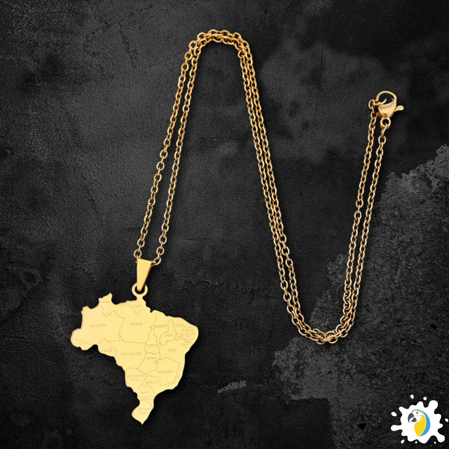Brazil Map Necklace • Brazilian States Silver Or Gold-Plated Stainless Steel Pendant For Expat Women & Patriot Men • Brasil Jewelry Gift • Papagaio Studio Online Shop