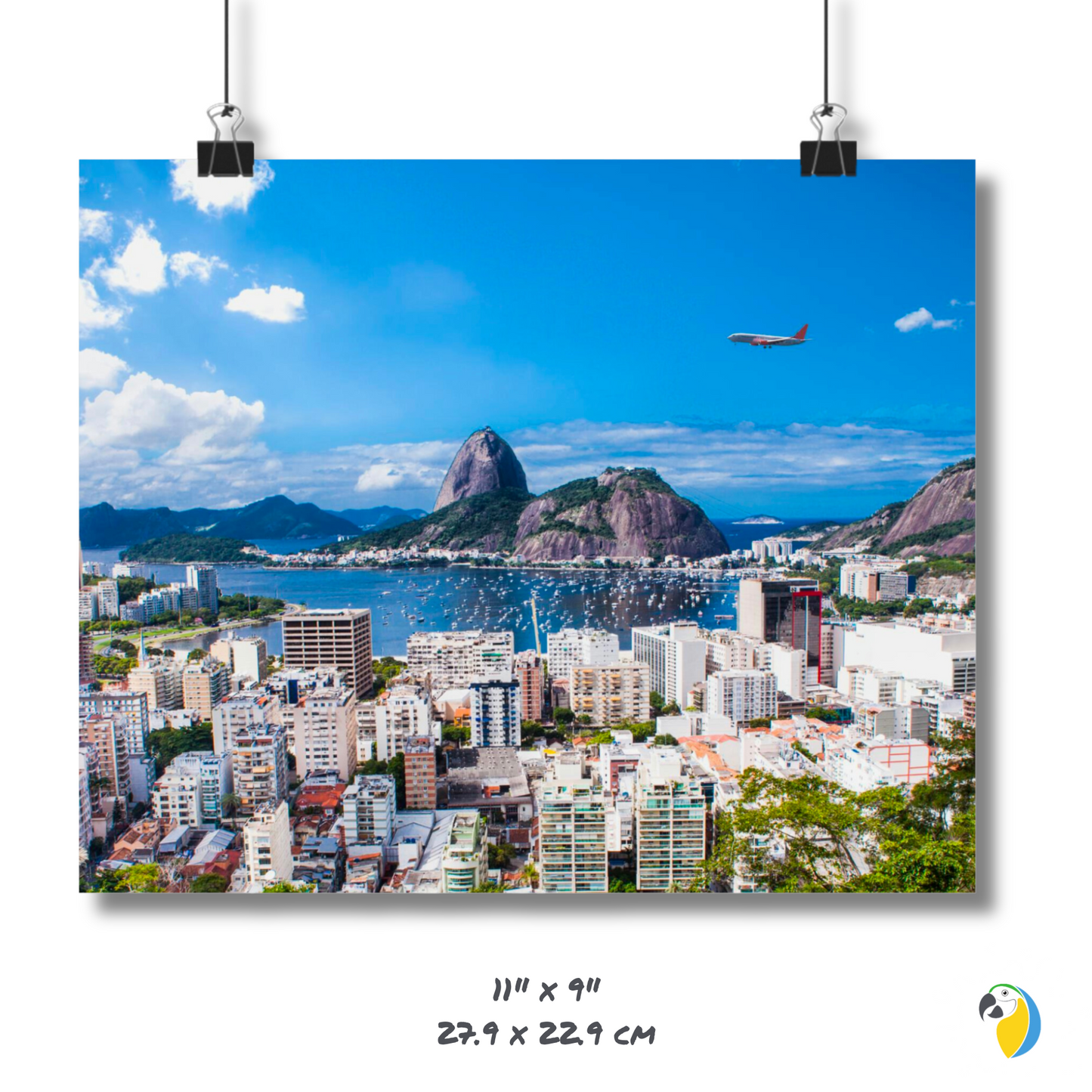 Brazil Rio De Janeiro Skyline Matte Horizontal Poster, Sugarloaf Mountain Brazilian Digital Print, Guanabara Bay Photography Wall Art Decor • Papagaio Studio Shop