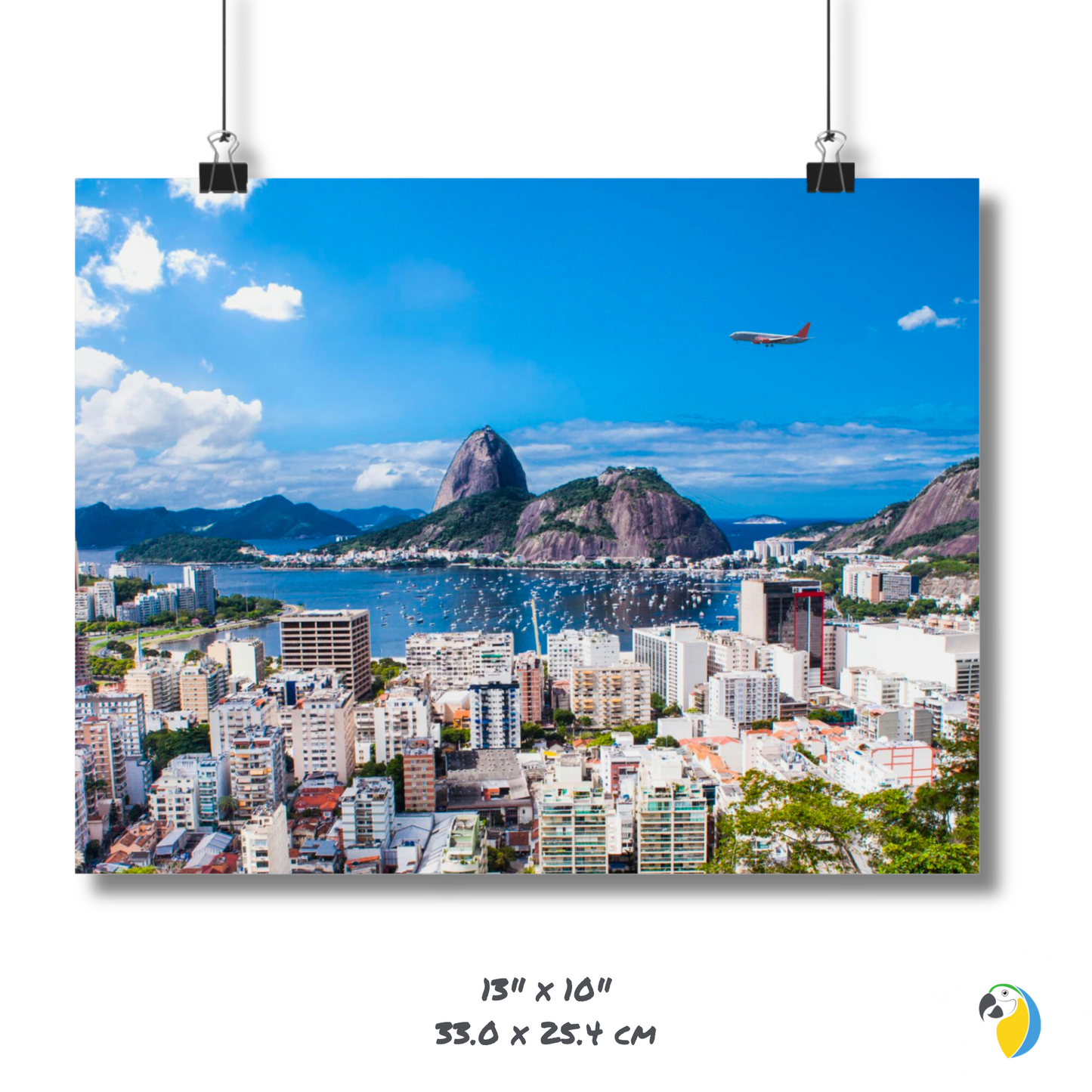 Brazil Rio De Janeiro Skyline Matte Horizontal Poster, Sugarloaf Mountain Brazilian Digital Print, Guanabara Bay Photography Wall Art Decor • Papagaio Studio Shop