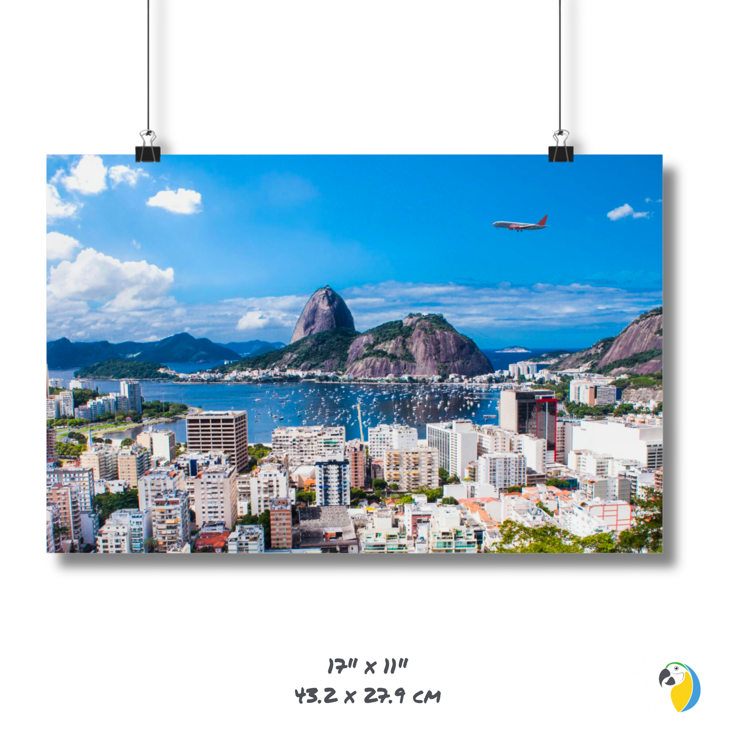 Brazil Rio De Janeiro Skyline Matte Horizontal Poster, Sugarloaf Mountain Brazilian Digital Print, Guanabara Bay Photography Wall Art Decor • Papagaio Studio Shop
