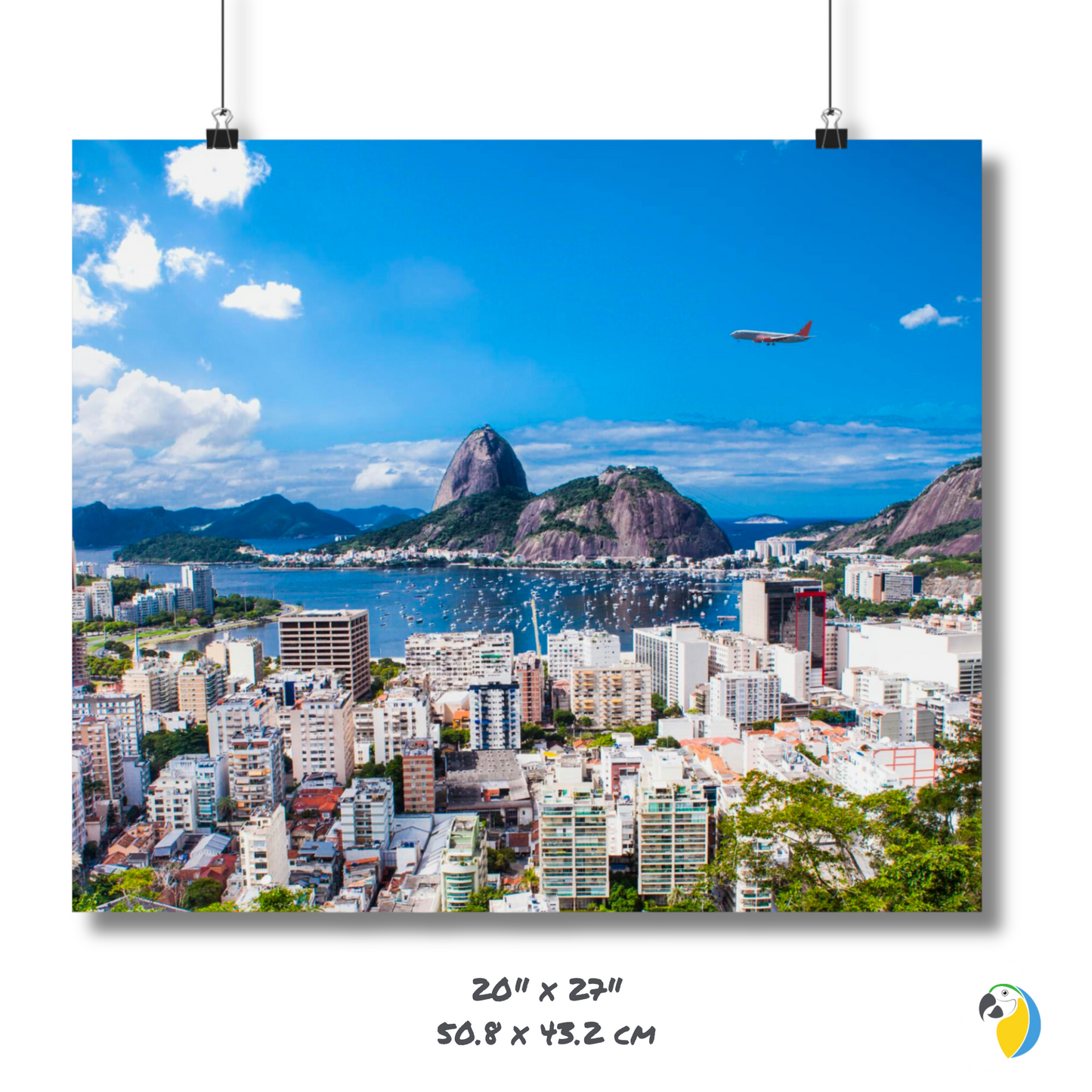 Brazil Rio De Janeiro Skyline Matte Horizontal Poster, Sugarloaf Mountain Brazilian Digital Print, Guanabara Bay Photography Wall Art Decor • Papagaio Studio Shop