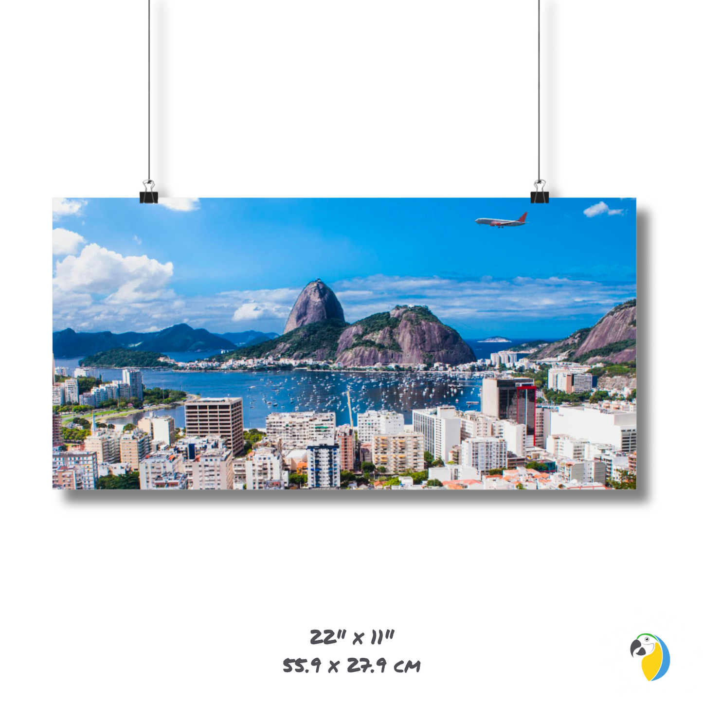 Brazil Rio De Janeiro Skyline Matte Horizontal Poster, Sugarloaf Mountain Brazilian Digital Print, Guanabara Bay Photography Wall Art Decor • Papagaio Studio Shop