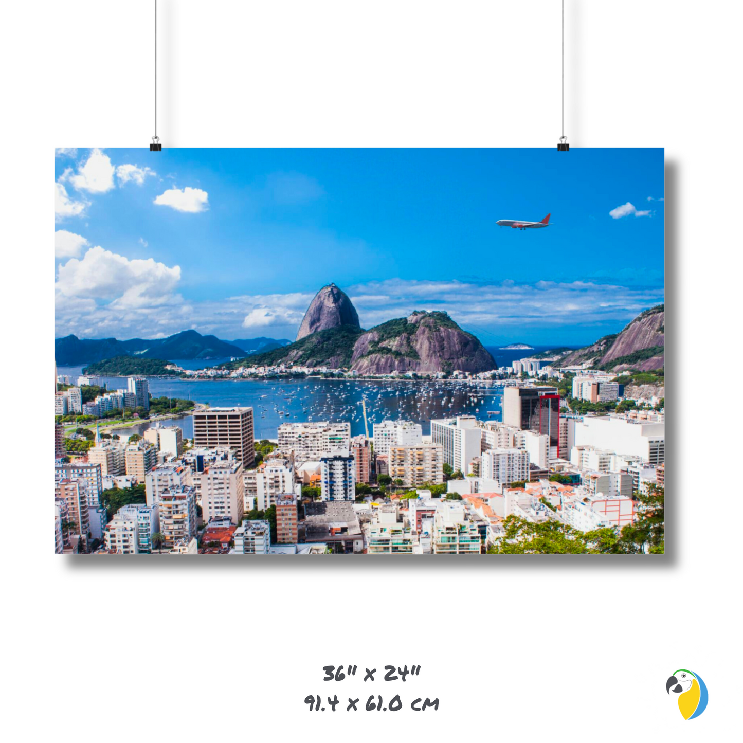 Brazil Rio De Janeiro Skyline Matte Horizontal Poster, Sugarloaf Mountain Brazilian Digital Print, Guanabara Bay Photography Wall Art Decor • Papagaio Studio Shop