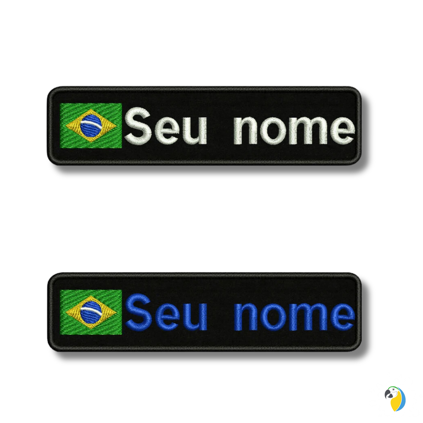 Brazilian Flag Custom Name Patch 10x2.5cm • Personal Brazil Name Tag Iron-On Hook-Loop Embroidery Stripe Armband Badge For DIY Customization • Papagaio Studio Shop