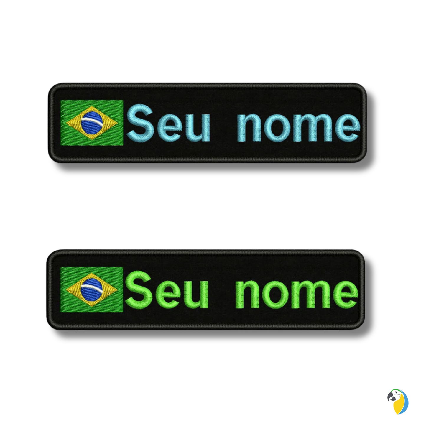 Brazilian Flag Custom Name Patch 10x2.5cm • Personal Brazil Name Tag Iron-On Hook-Loop Embroidery Stripe Armband Badge For DIY Customization • Papagaio Studio Shop