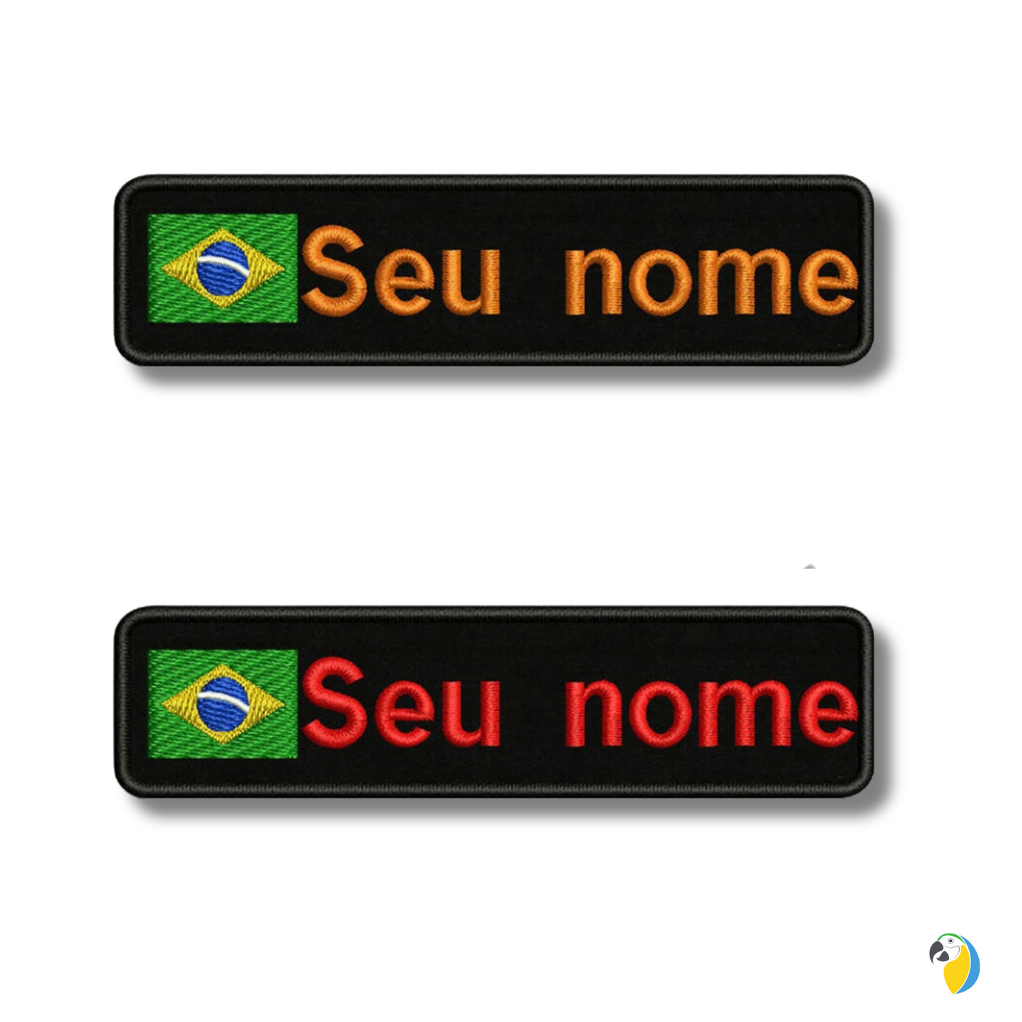 Brazilian Flag Custom Name Patch 10x2.5cm • Personal Brazil Name Tag Iron-On Hook-Loop Embroidery Stripe Armband Badge For DIY Customization • Papagaio Studio Shop