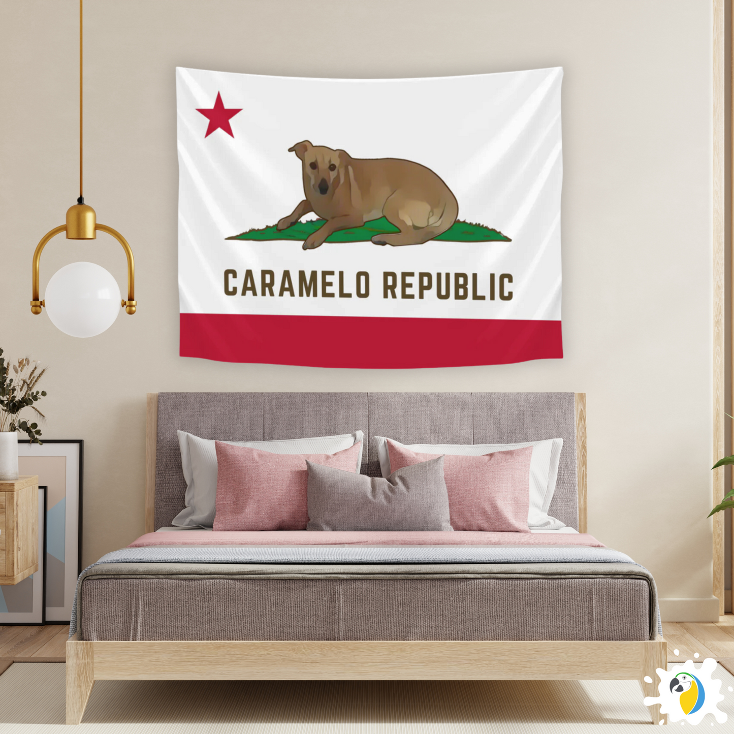 Caramelo Republic Parody Of The California Flag Wall Tapestry • Humorous Housewarming Gift Decor For Brazilians