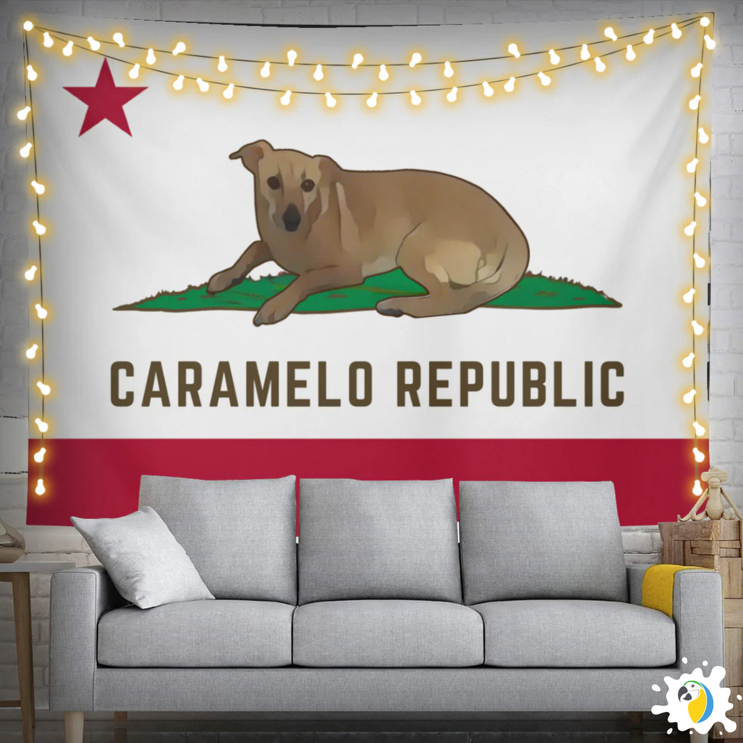 Caramelo Republic Parody Of The California Flag Wall Tapestry • Humorous Housewarming Gift Decor For Brazilians