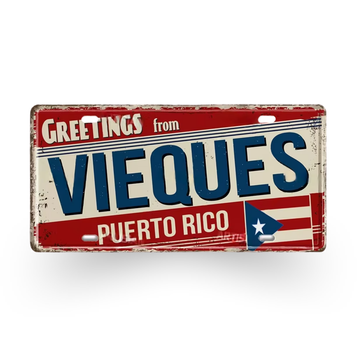 Caribbean Island License Plate Tin Signs • Tropical Travel Souvenir Metal Prints • Decorative Wall Plaques for Home and Bar Decor • Papagaio Studio Design Shop