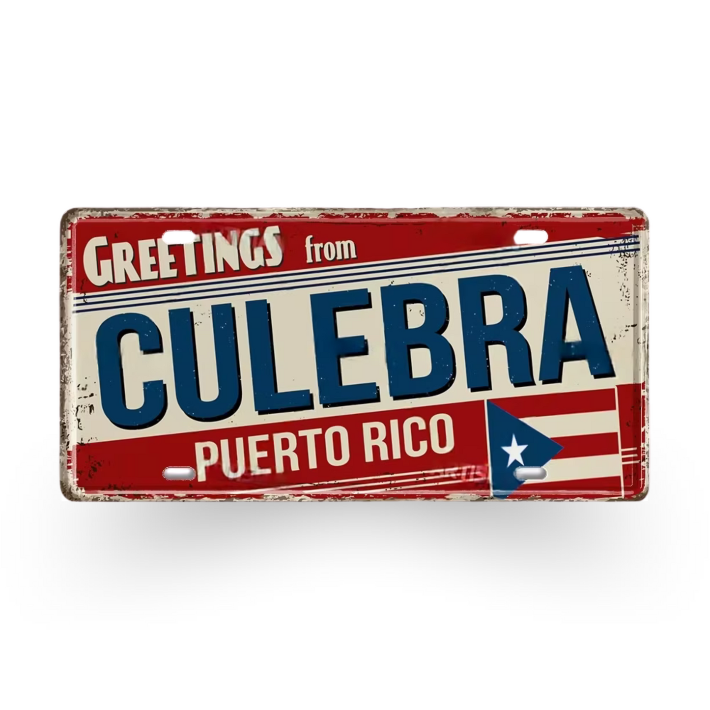 Caribbean Island License Plate Tin Signs • Tropical Travel Souvenir Metal Prints • Decorative Wall Plaques for Home and Bar Decor • Papagaio Studio Design Shop