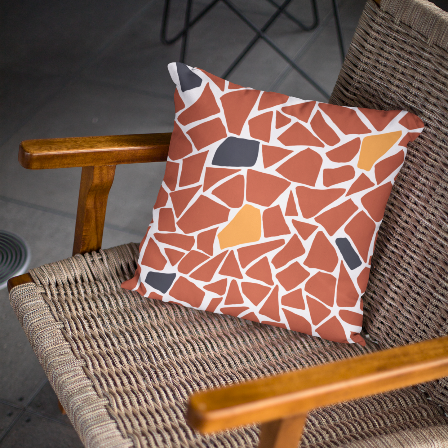 Chão de Caquinhos Linen Pillowcase • Brazilian Mosaic Floor Pattern Double-Sided Print Pillow Cover • Brazil Sham Housewarming Gift • Papagaio Studio Design Shop