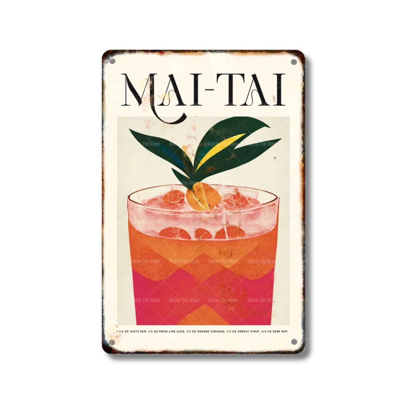 Classical Cocktail Metal Print, Caipirinha, Gin & Tonic, Aperol Vintage Tin Sign • Papagaio Studio Decor Shop