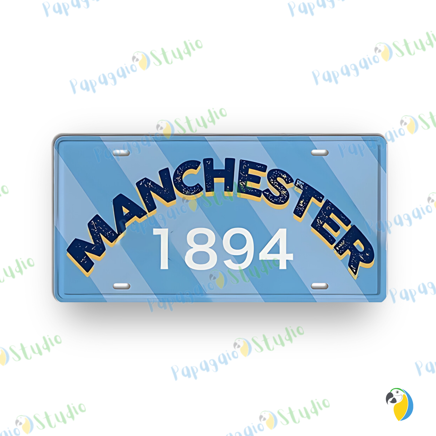 Football Jersey License Plate • Milan Barcelona Madrid Munich Manchester City Colors 15x30cm Tin Sign • Soccer Team Metal Print Wall Hanging • Papagaio Studio Design Shop
