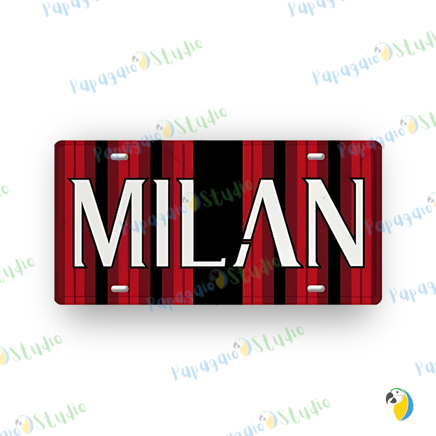Football Jersey License Plate • Milan Barcelona Madrid Munich Manchester City Colors 15x30cm Tin Sign • Soccer Team Metal Print Wall Hanging • Papagaio Studio Design Shop