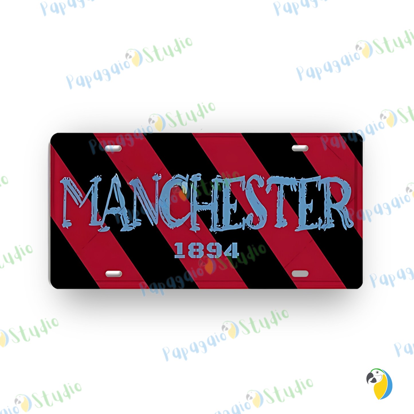 Football Jersey License Plate • Milan Barcelona Madrid Munich Manchester City Colors 15x30cm Tin Sign • Soccer Team Metal Print Wall Hanging • Papagaio Studio Design Shop
