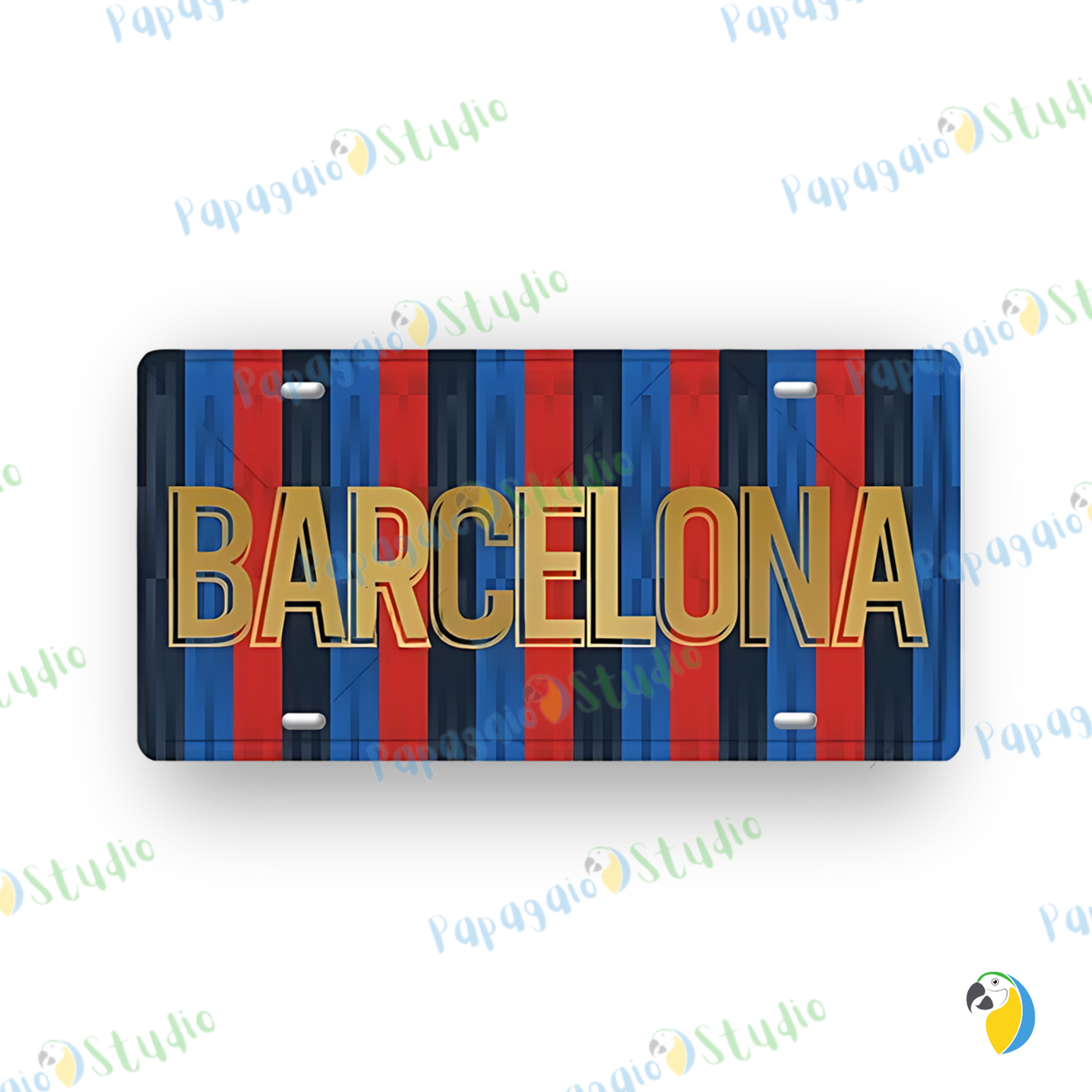 Football Jersey License Plate • Milan Barcelona Madrid Munich Manchester City Colors 15x30cm Tin Sign • Soccer Team Metal Print Wall Hanging • Papagaio Studio Design Shop