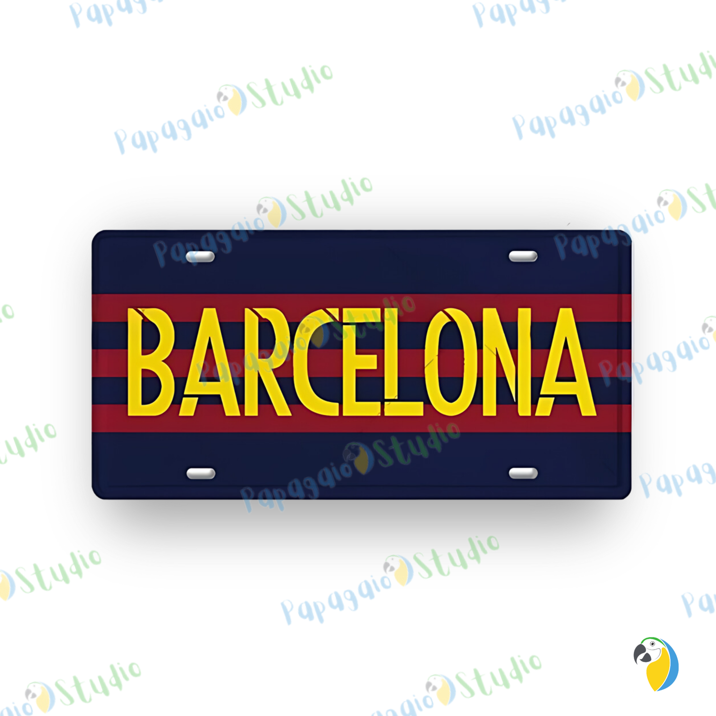 Football Jersey License Plate • Milan Barcelona Madrid Munich Manchester City Colors 15x30cm Tin Sign • Soccer Team Metal Print Wall Hanging • Papagaio Studio Design Shop