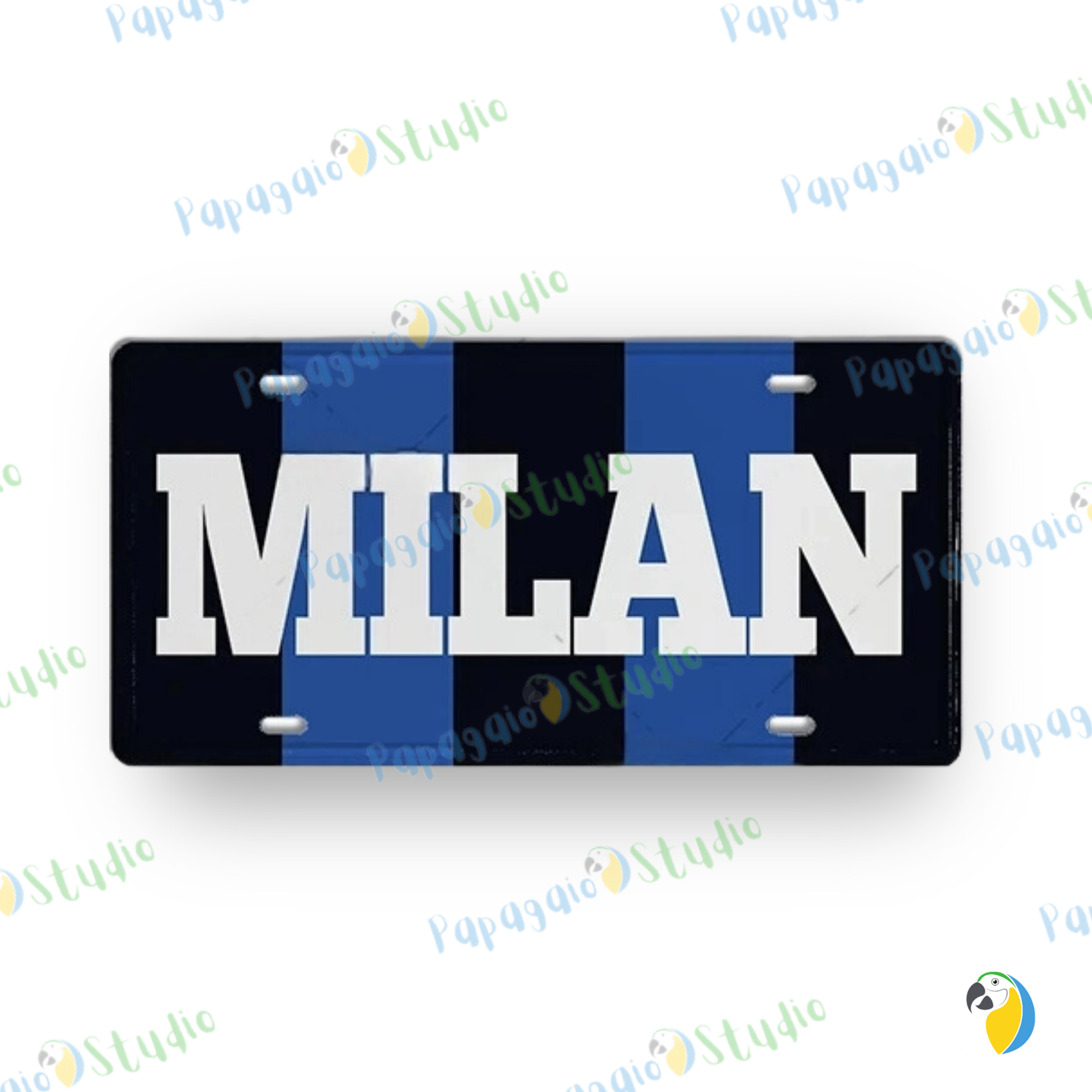 Football Jersey License Plate • Milan Barcelona Madrid Munich Manchester City Colors 15x30cm Tin Sign • Soccer Team Metal Print Wall Hanging • Papagaio Studio Design Shop